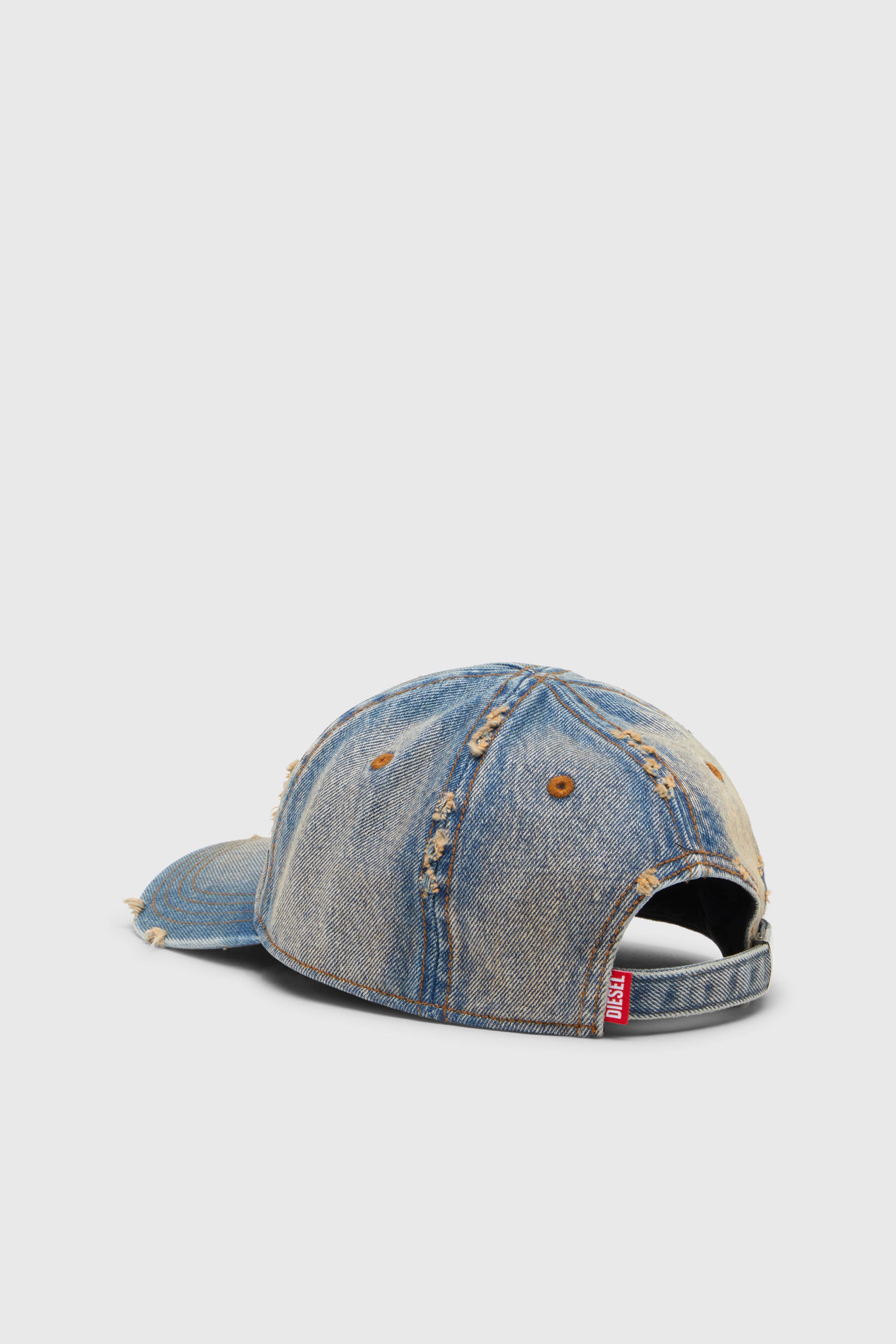 Diesel - C-ENIC, Casquette en denim avec d&eacute;tails effiloch&eacute;s et logo brod&eacute; Homme in Bleu - 2