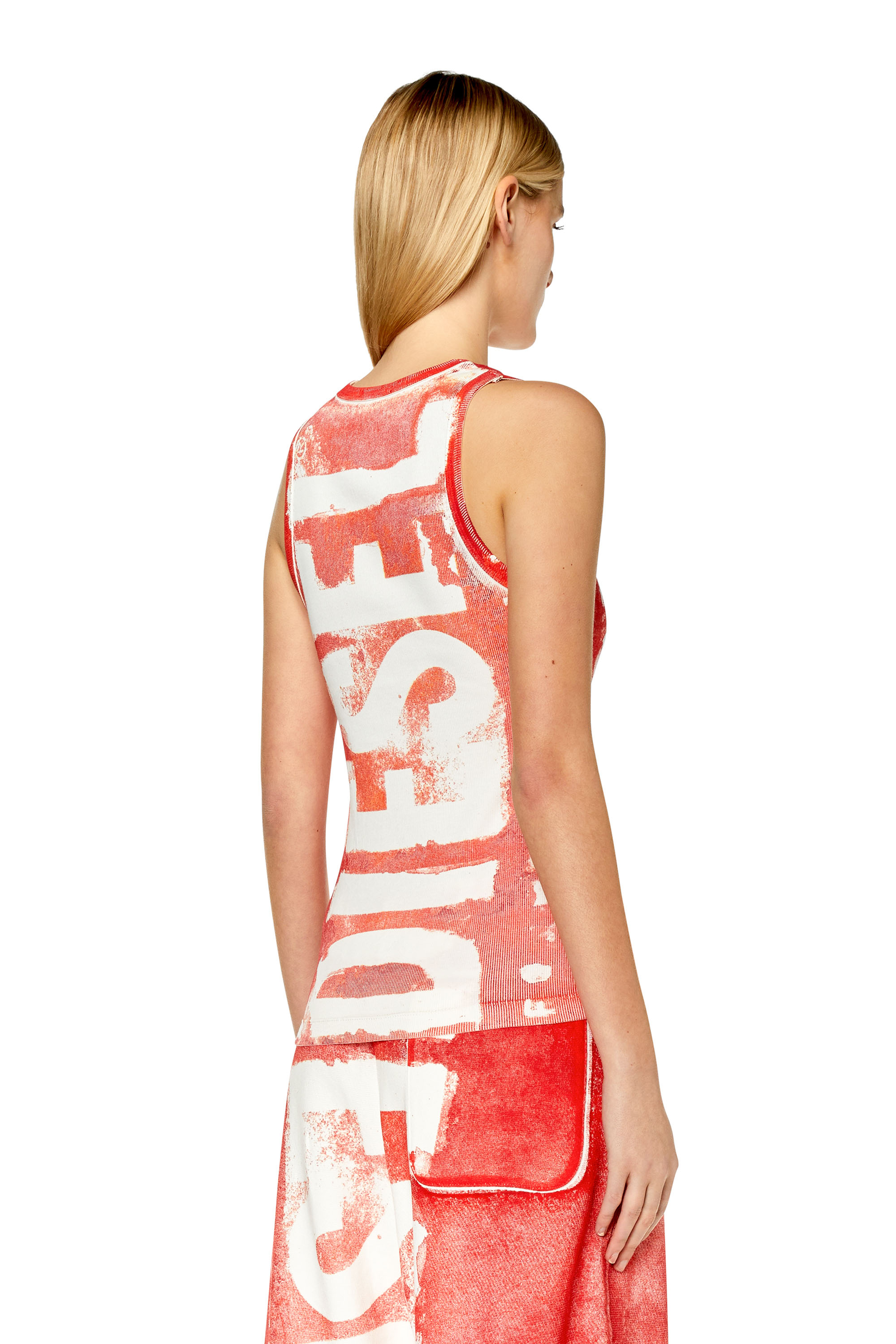Diesel - T-ANKY-G1, Woman's Tank top with bleeding-effect logo in Red - 4