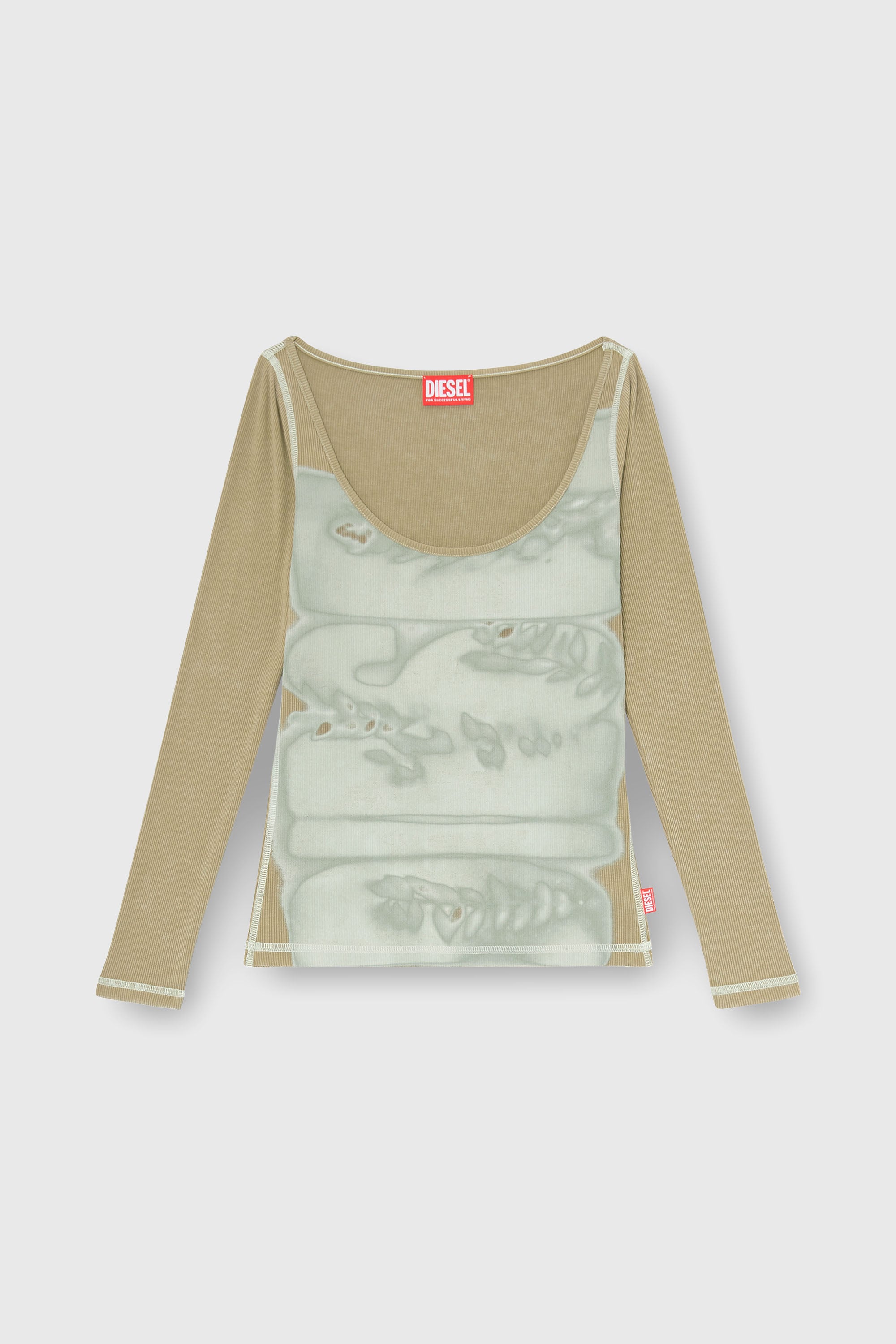 Diesel - T-FANT, Woman's Slim fit top with digital print in Grey/Beige - 2