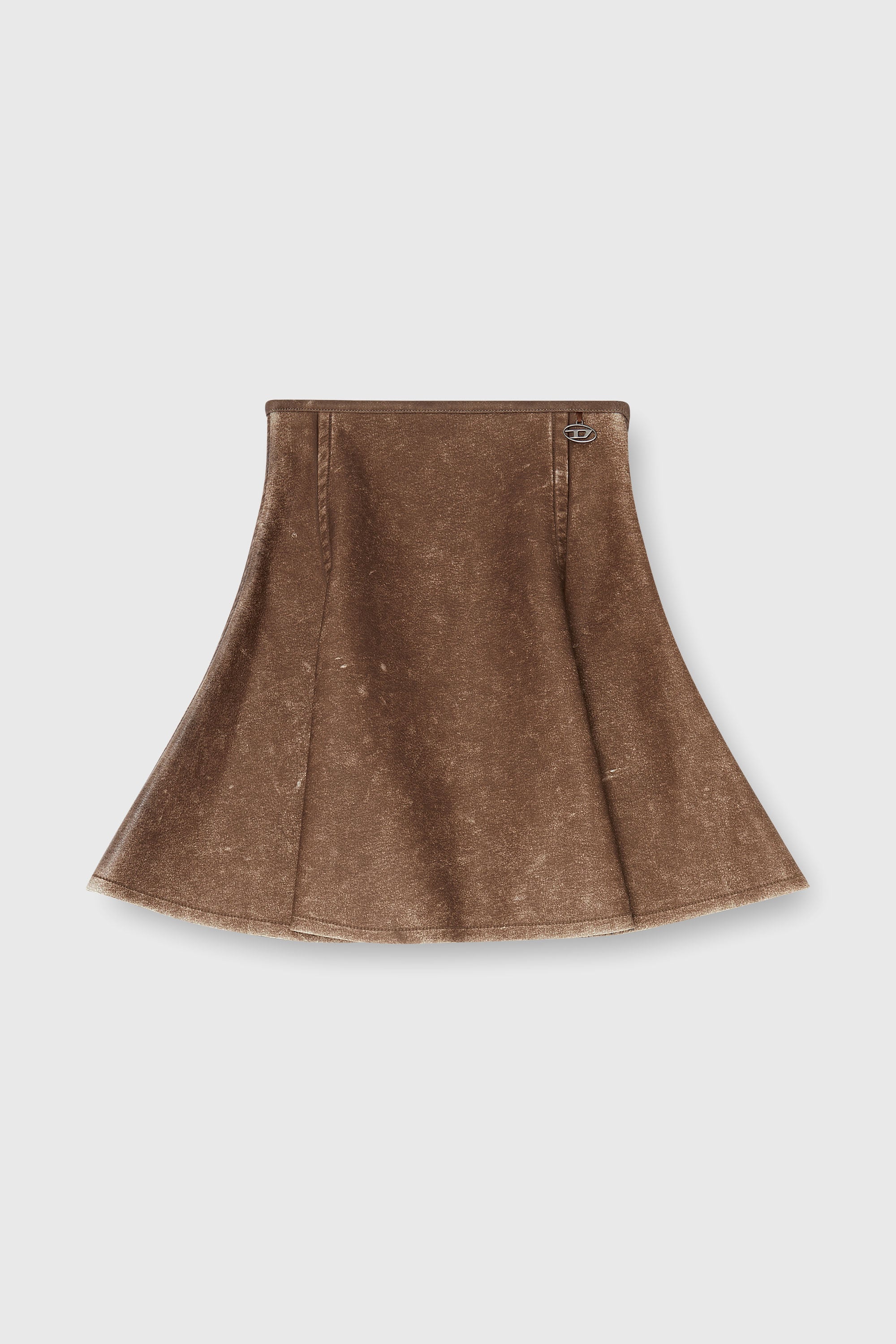 Diesel - O-ERINA, Minifalda acampanada en material bonded Mujer in Marr&oacute;n - 2