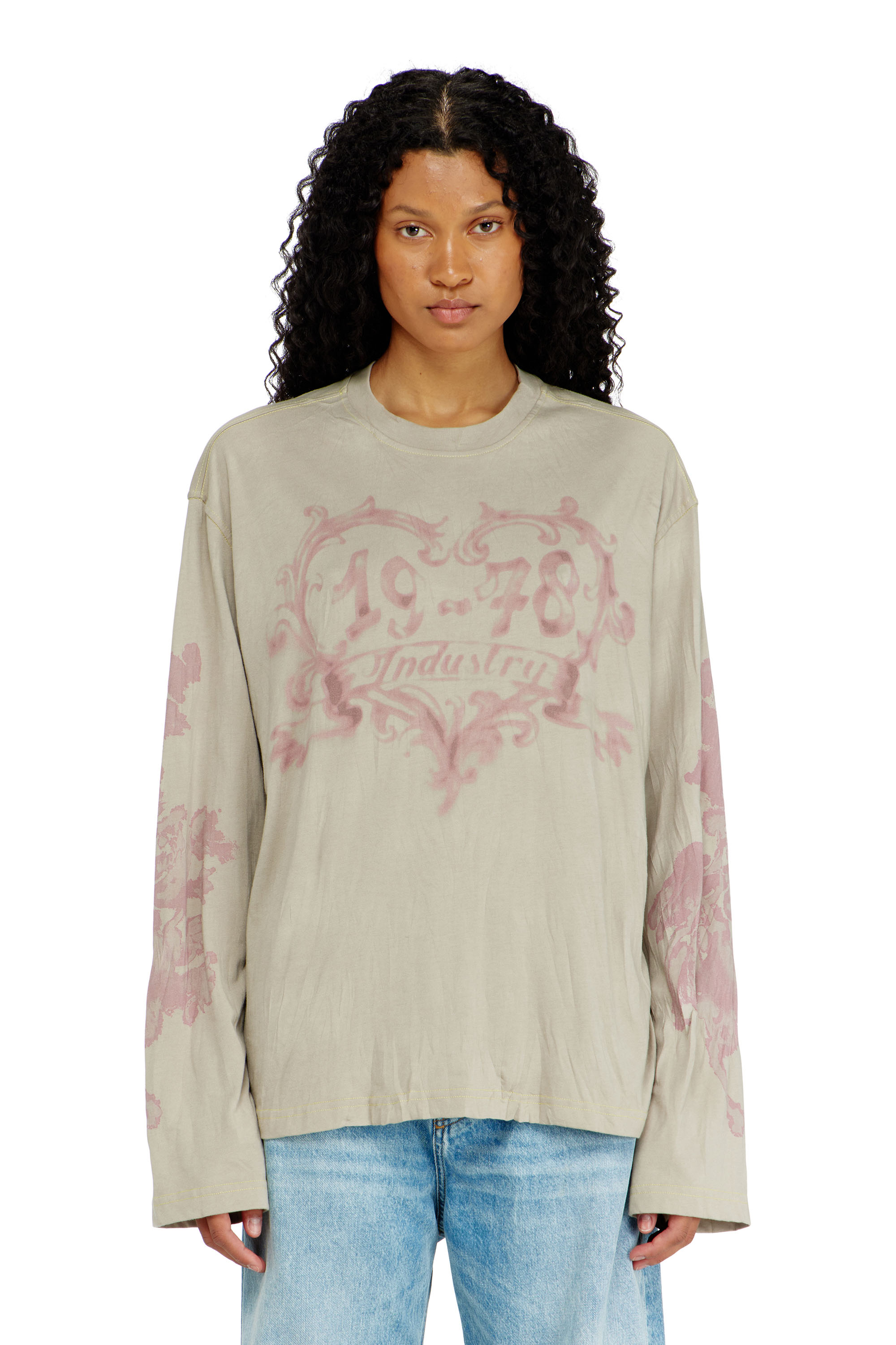 Diesel - T-HILARY-LS-AA1, Camiseta de manga larga de algod&oacute;n con estampado gr&aacute;fico Mujer in ToBeDefined - 1