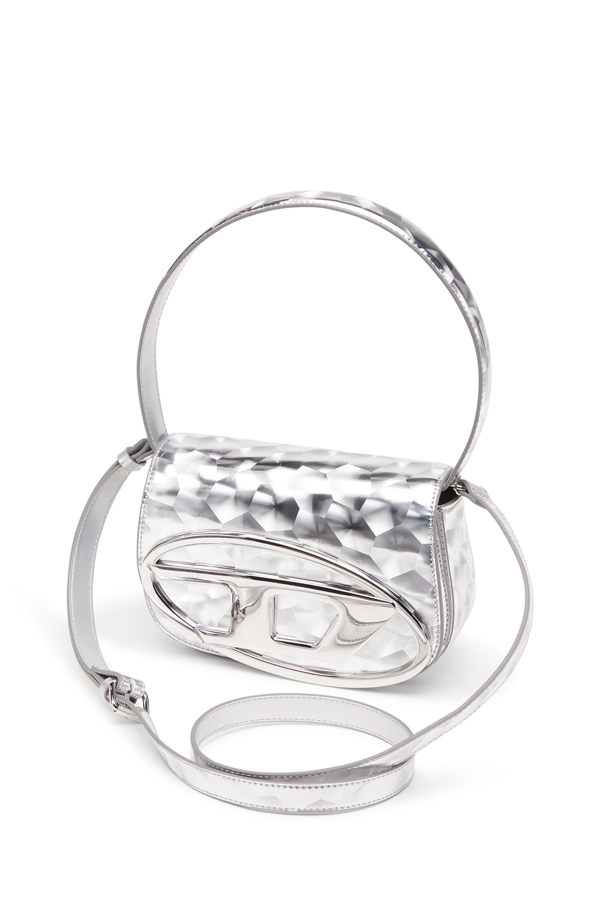 トートバッグ DIESEL FW25 Diesel Handbag (X08396.PS202 H0535 SILVER) Women's 1DR-Iconic shoulder bag in mirrored leather | Gold