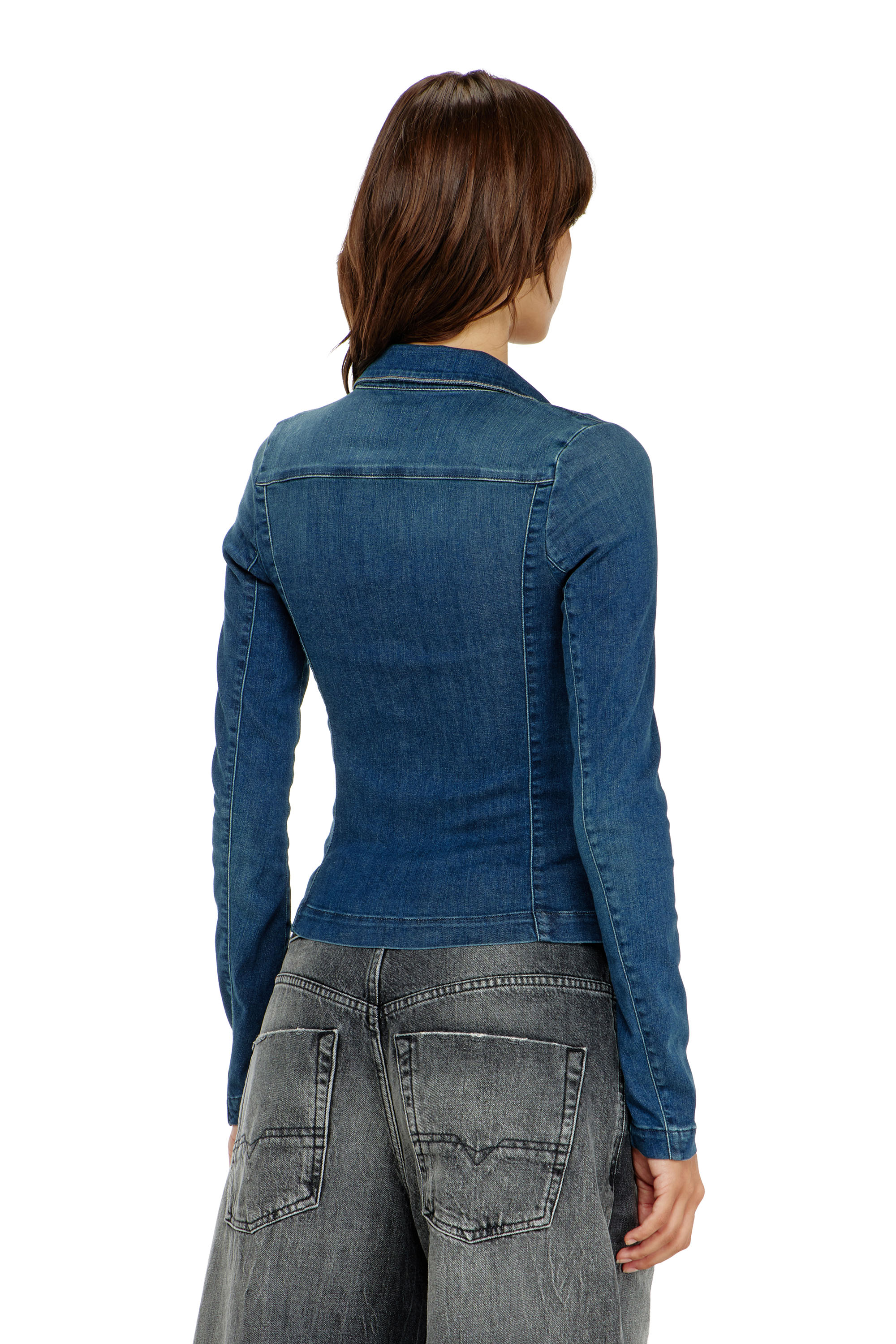 Diesel - DE-QUINOR-S1, Camisa con cremallera completa en denim Mujer in Azul marino - 4