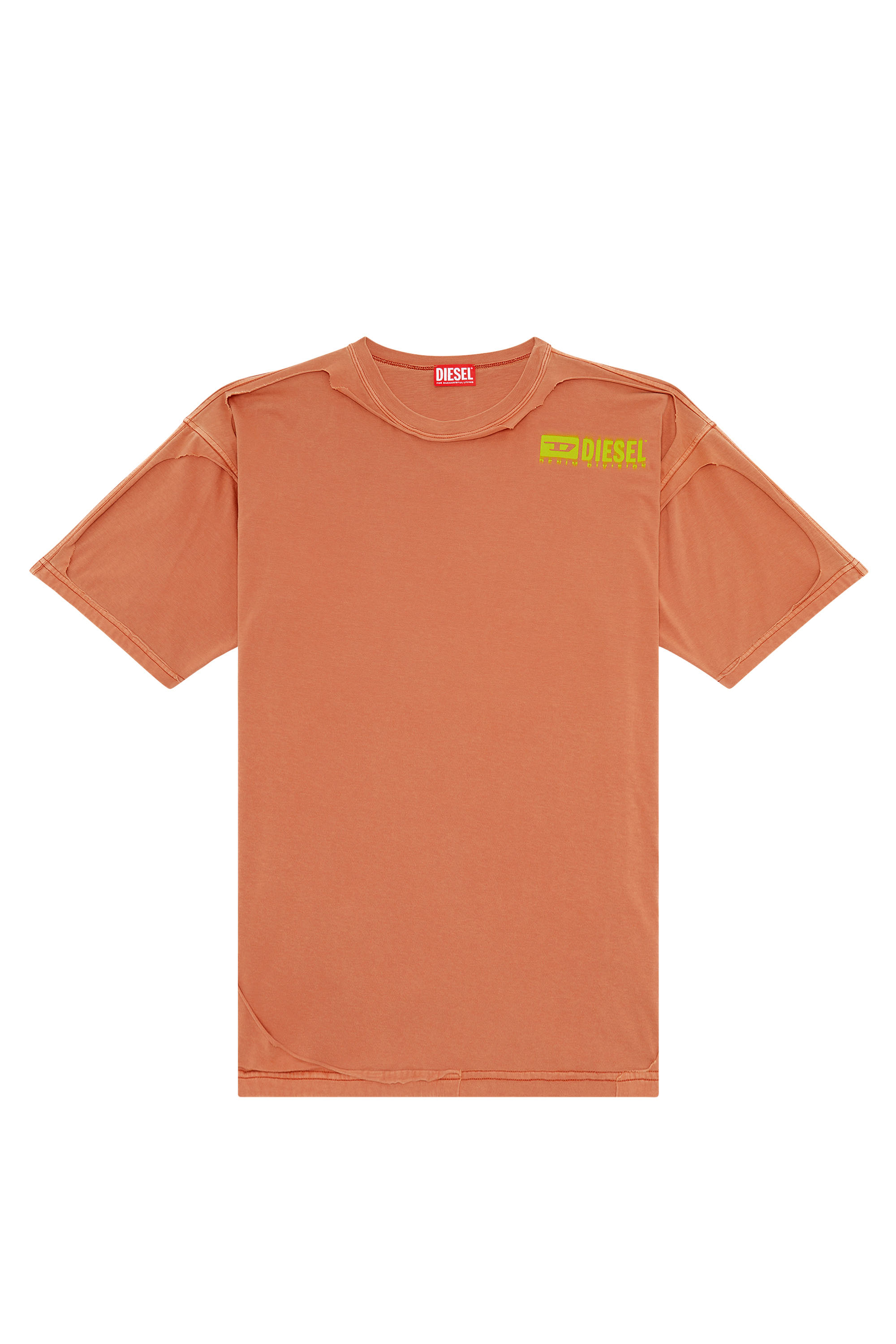 Men's T-shirt with destroyed peel-off effect | Orange | Diesel