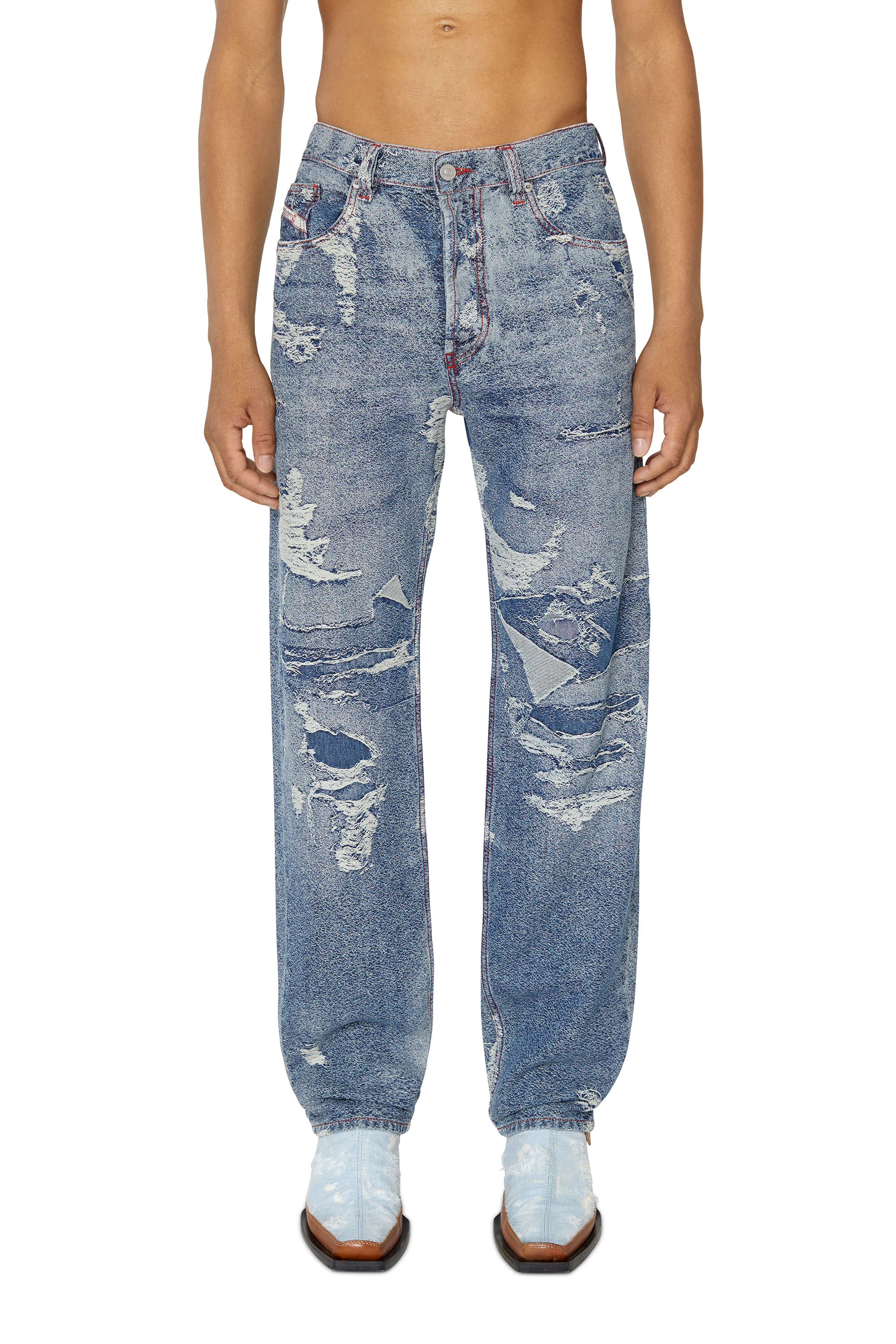 Diesel - Straight Jeans 2010 D-Macs 09F10, Man's Straight Jeans - 2010 D-Macs in Dark Blue - 3