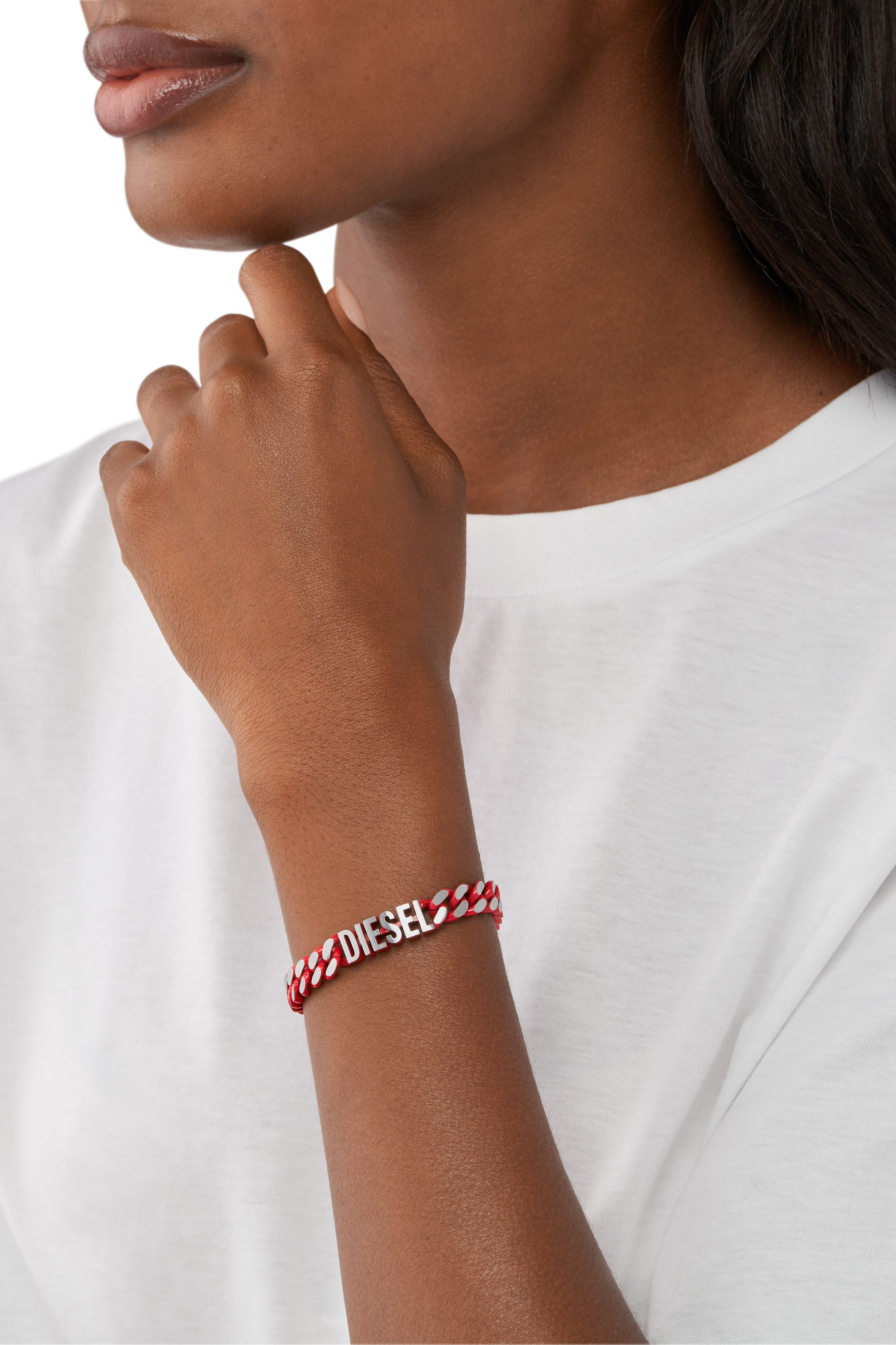 Diesel - DX1415, Pulsera de cadena de acero inoxidable rojo Unisex in Rojo - 3