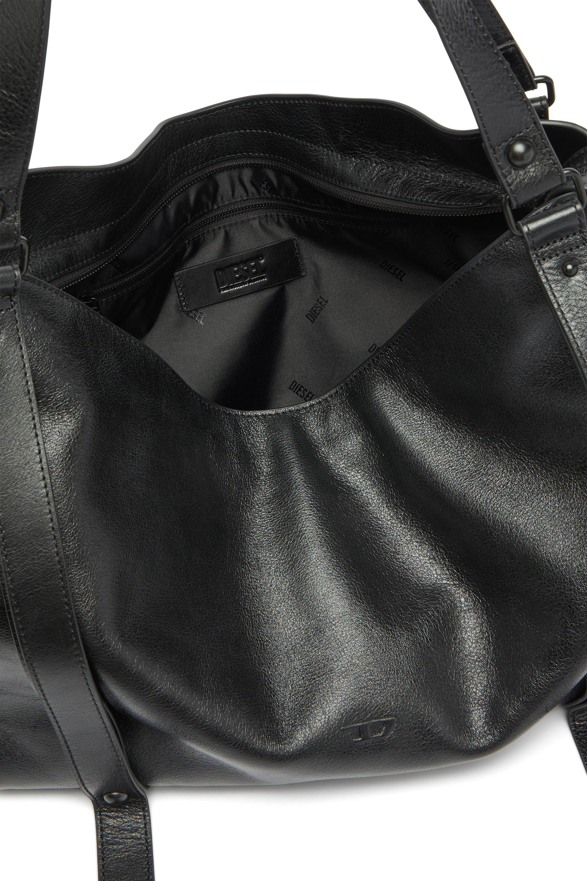Diesel - D-ONE TOPHANDLE L, Unisex's D-One-Large top-handle bag in leather in Black - 4