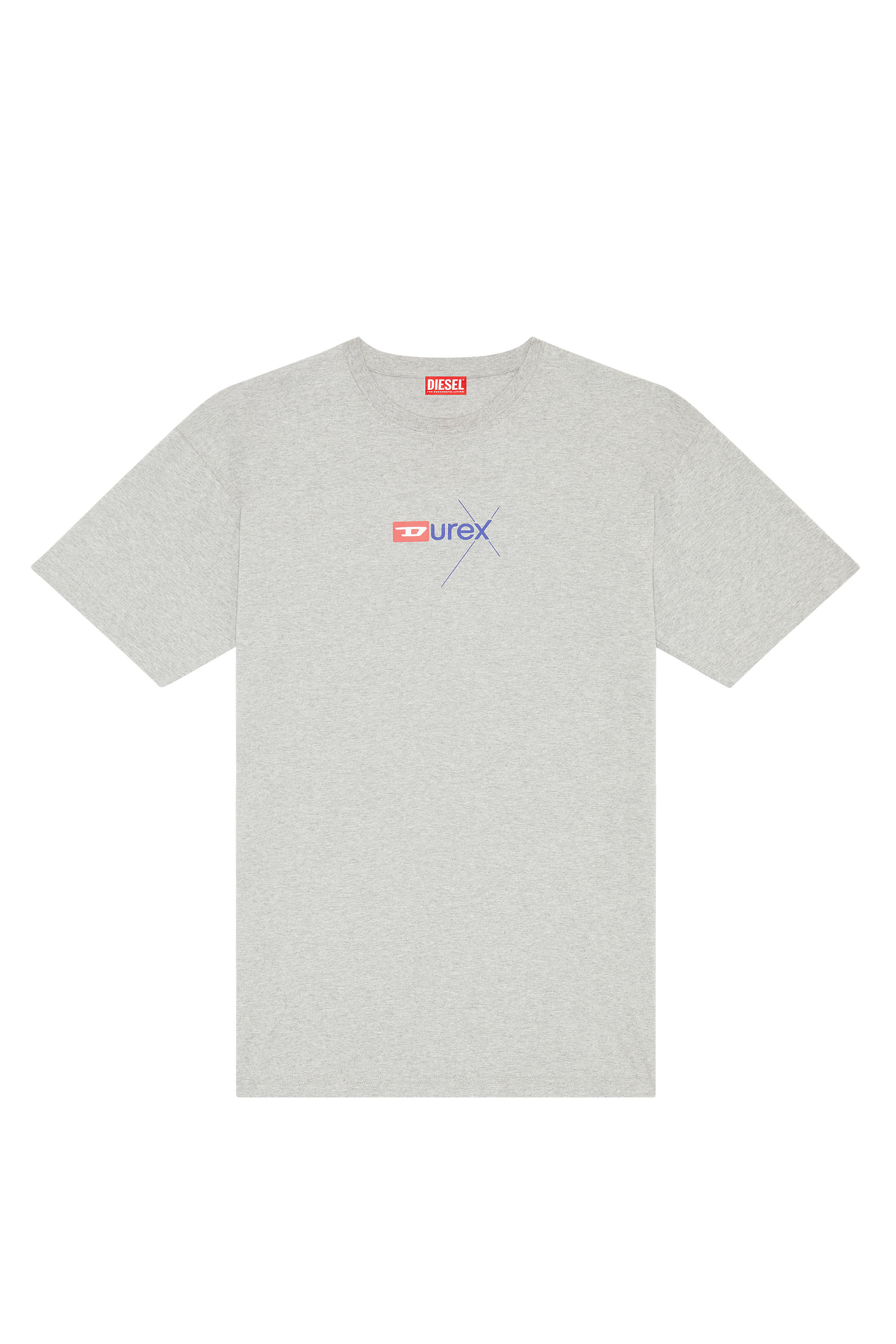 Diesel - DX-T-NLABEL, Man's Mélange T-shirt with Durex logo in Light Grey - 2