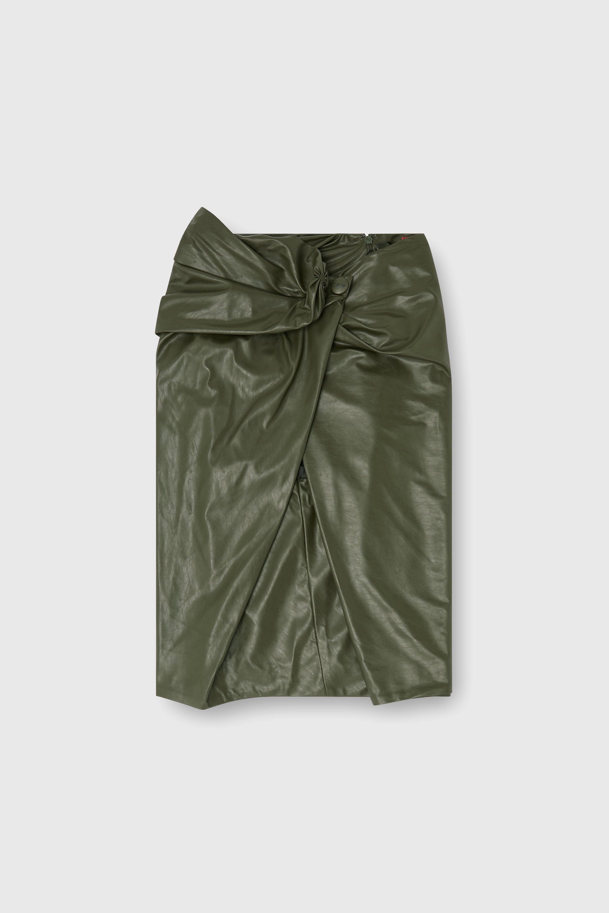 Diesel - O-DASLI, Female's Draped pencil skirt with split in Military Green - 2
