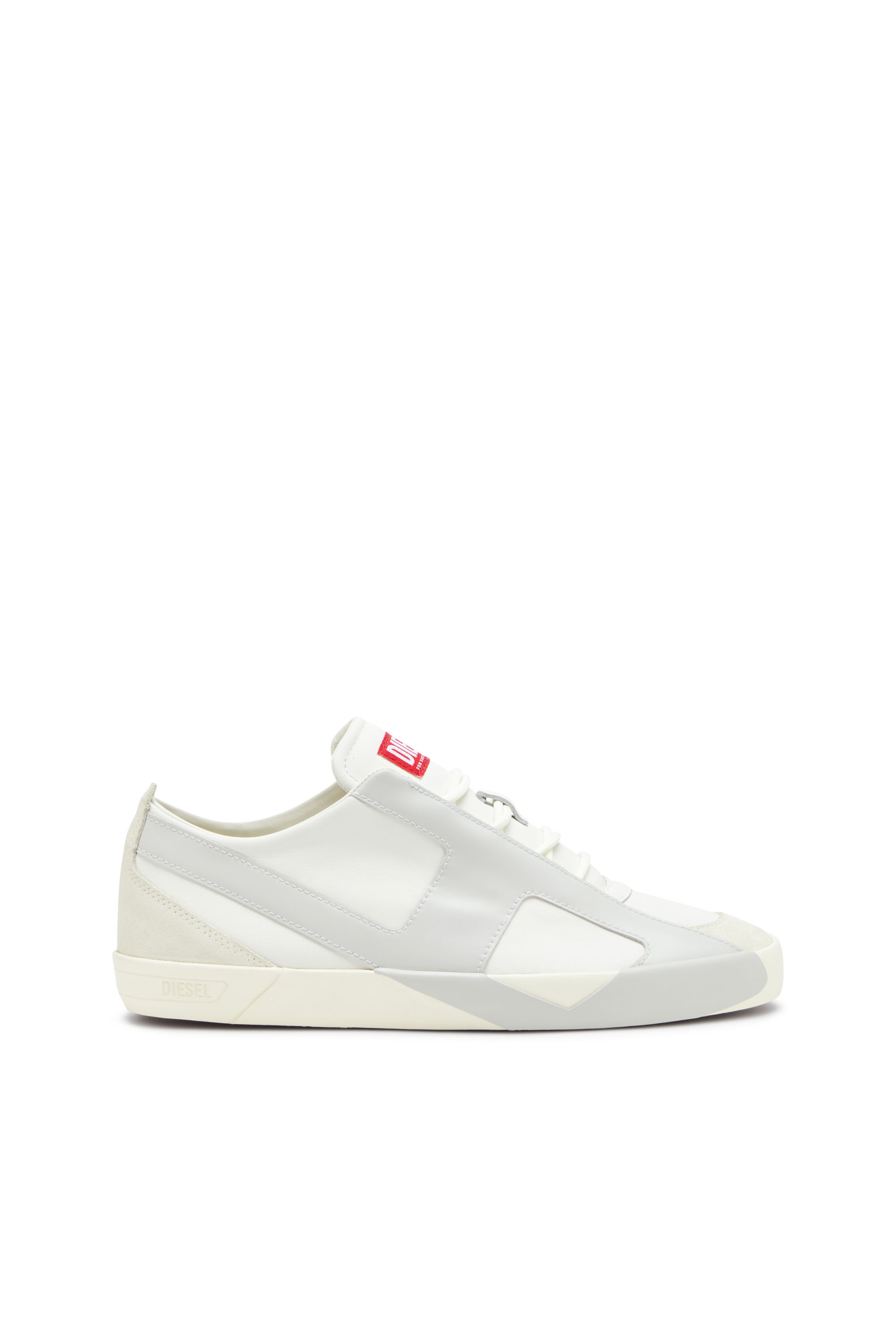 Diesel - S-SLANTE-D LOW, Male's S-Slante-D-Sneakers in suede and leather with D logo in White/Grey - 1