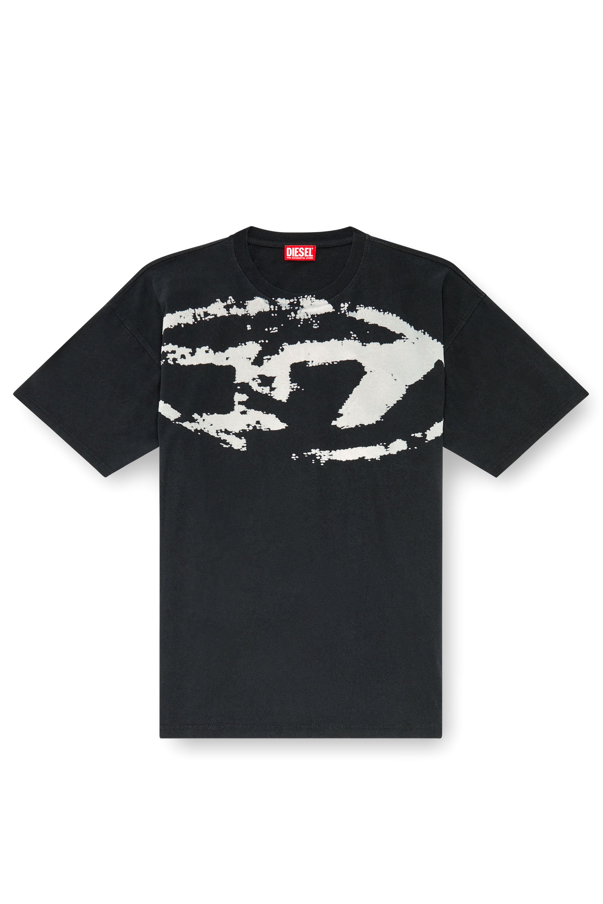 Diesel - T-BOXT-N14, T-shirt avec logo floqué effet vieilli Homme in Noir - 2