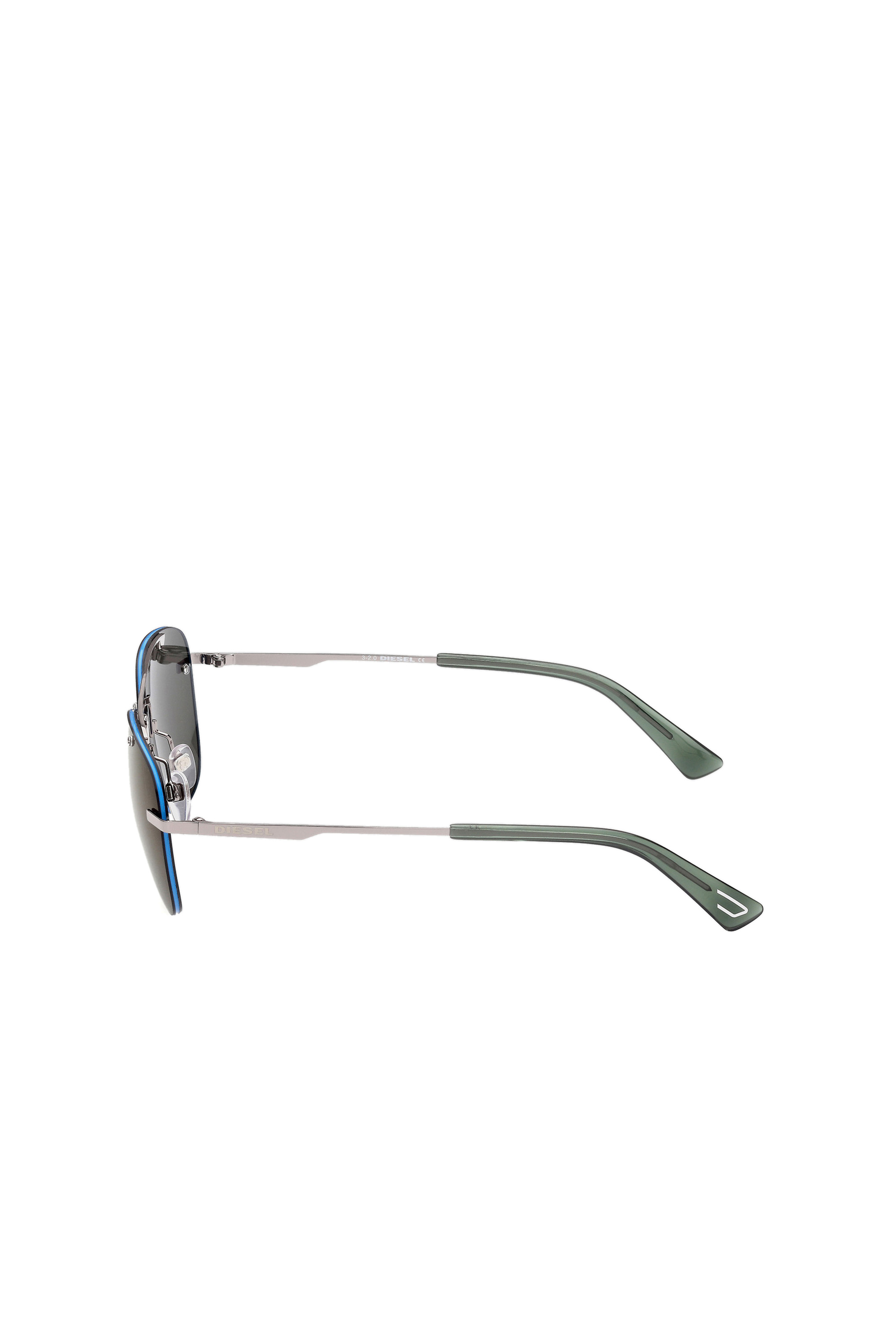 Diesel - DL0350, Man's Lightweight squared metal sunglasses with a double bridge in Grey/Blue - 4