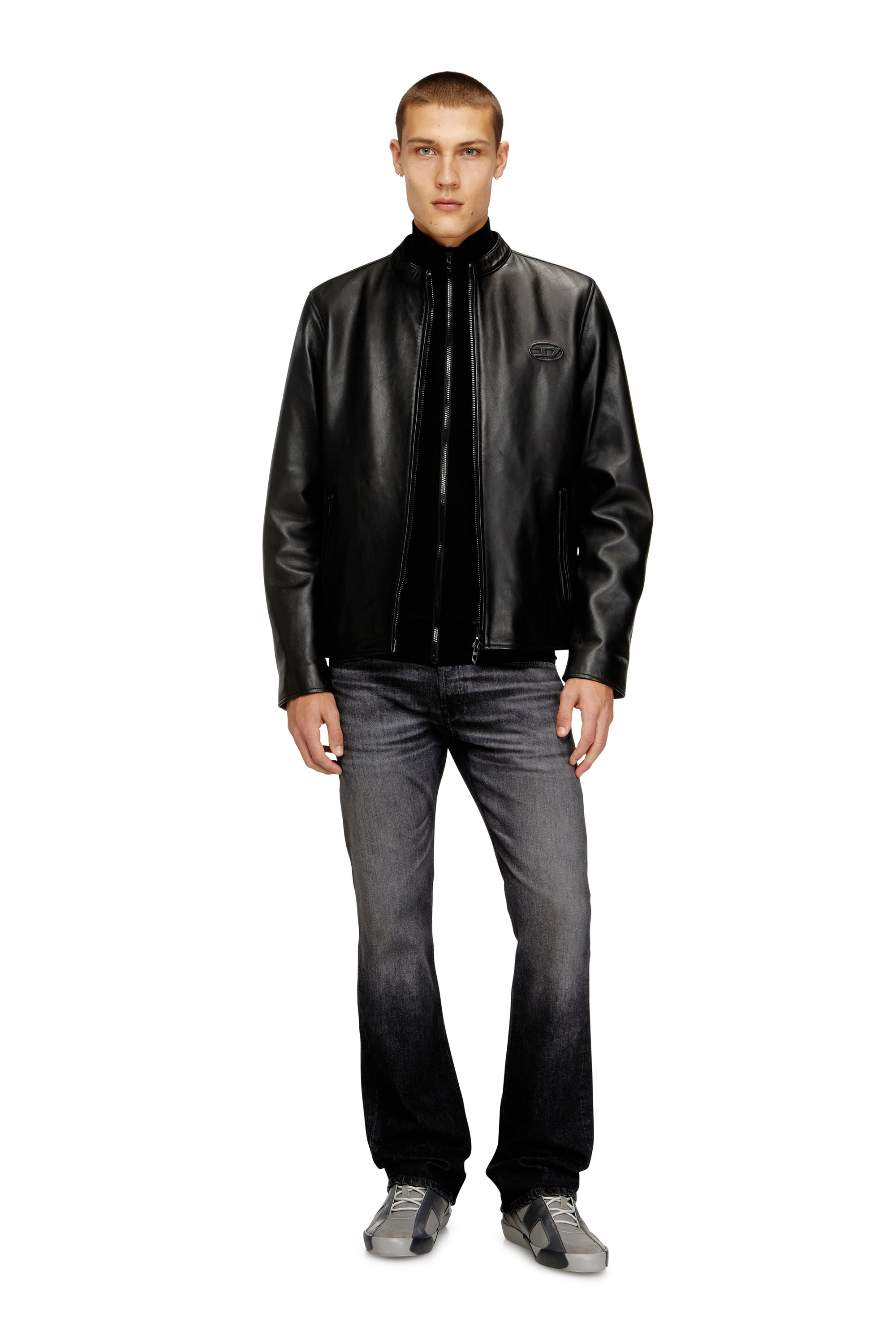 Diesel - L-TAD-WRD, Male's Biker jacket in waxed leather in Black - 1