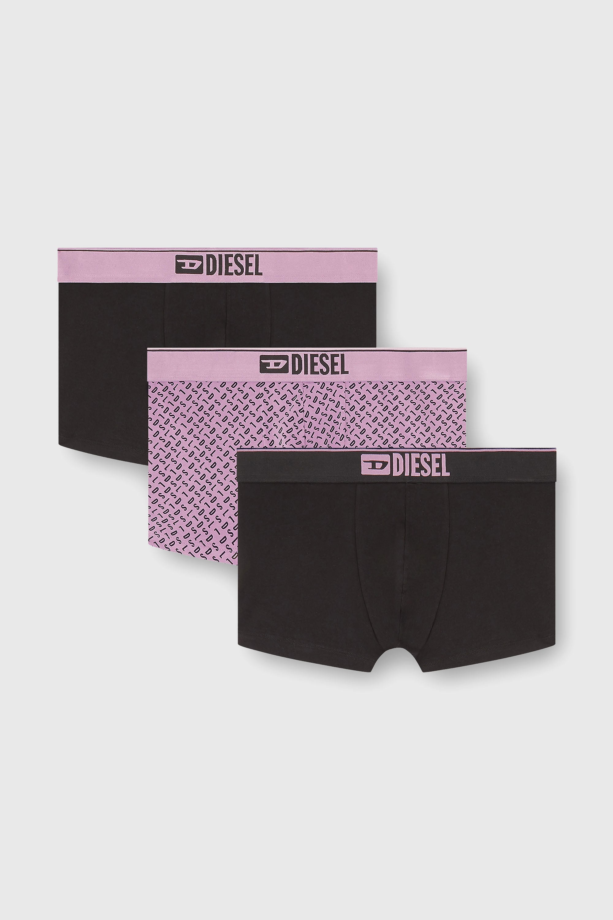 Diesel - DAMIEN-D-BOX-3PACK, Male's Three-pack of stretch cotton trunks with monogram in Lilac - 1