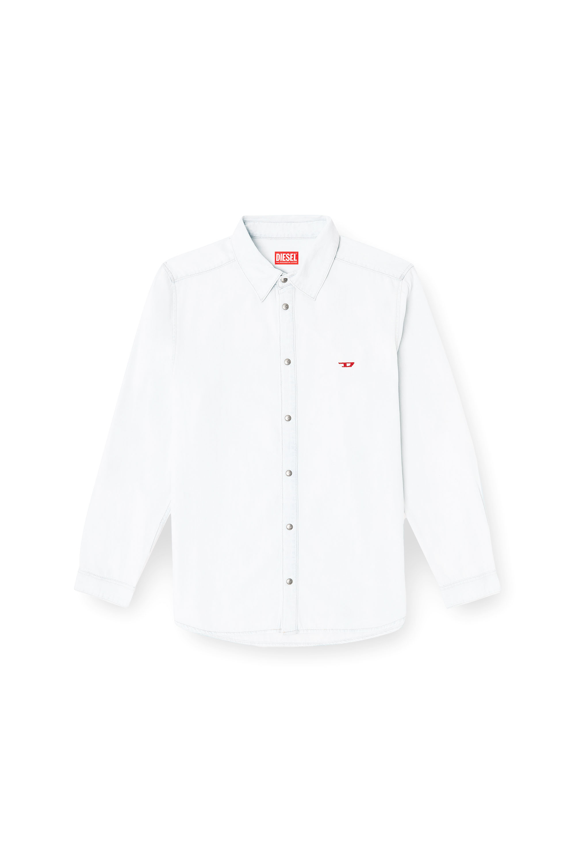 Diesel - D-SIMPLY, Male's Shirt in bleach-effect denim in Light Blue - 3