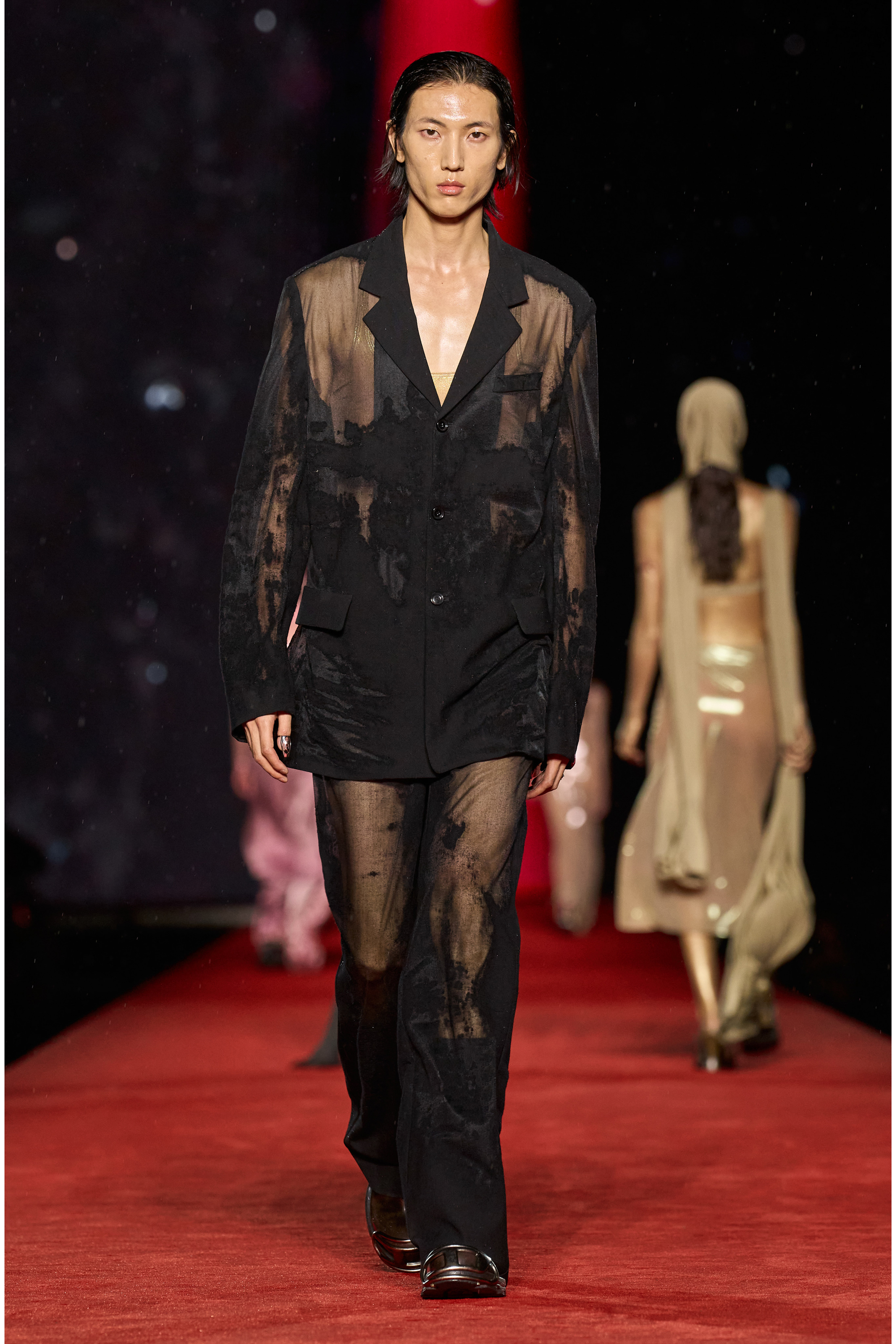 Diesel - P-STANLY-A, Pantalones de lana fresca quemada burn-out Hombre in Negro - 6