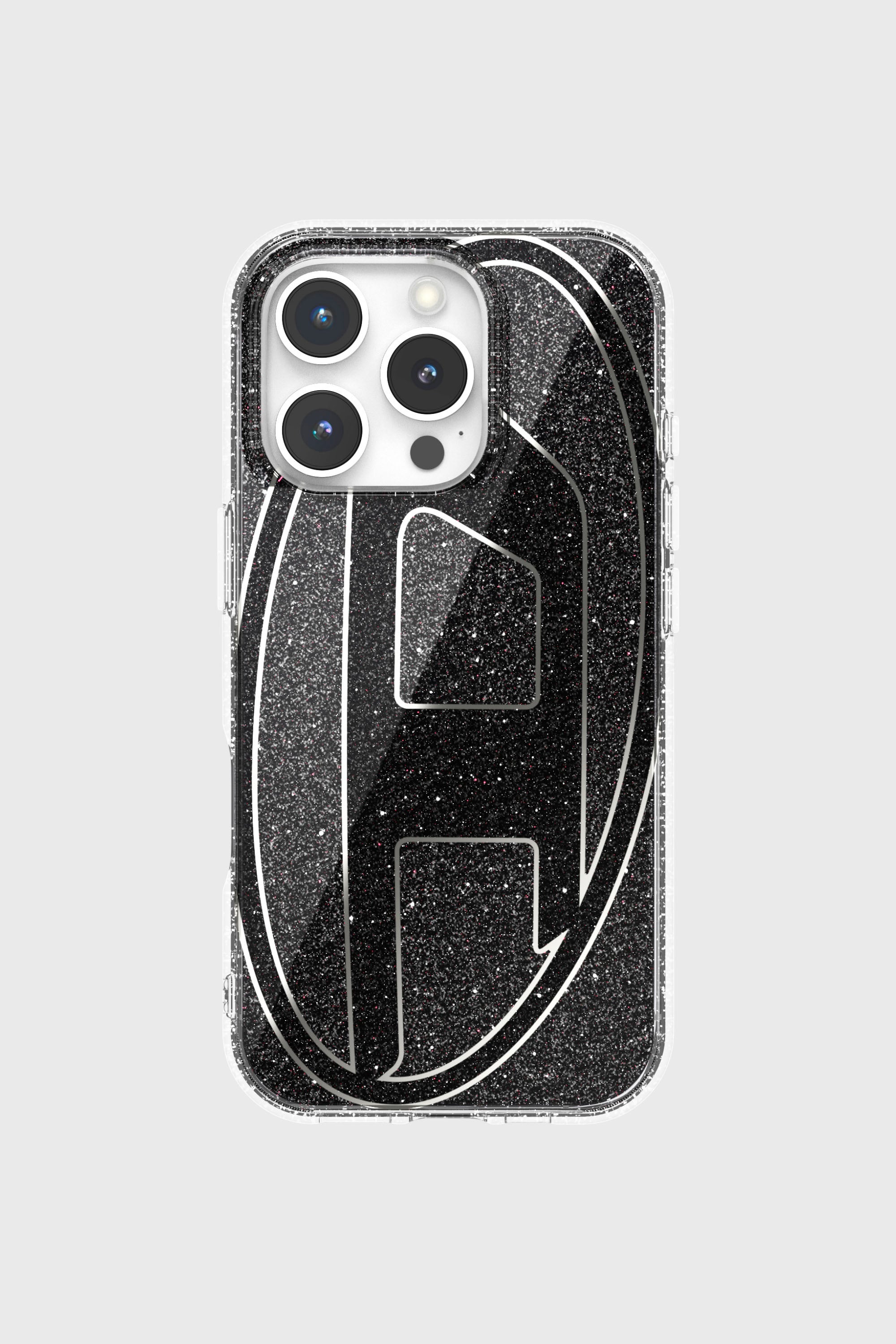 Diesel - 60148 AOP CASE, Unisex's Oval D Glitter Case for iP 16 Pro in Black - 2