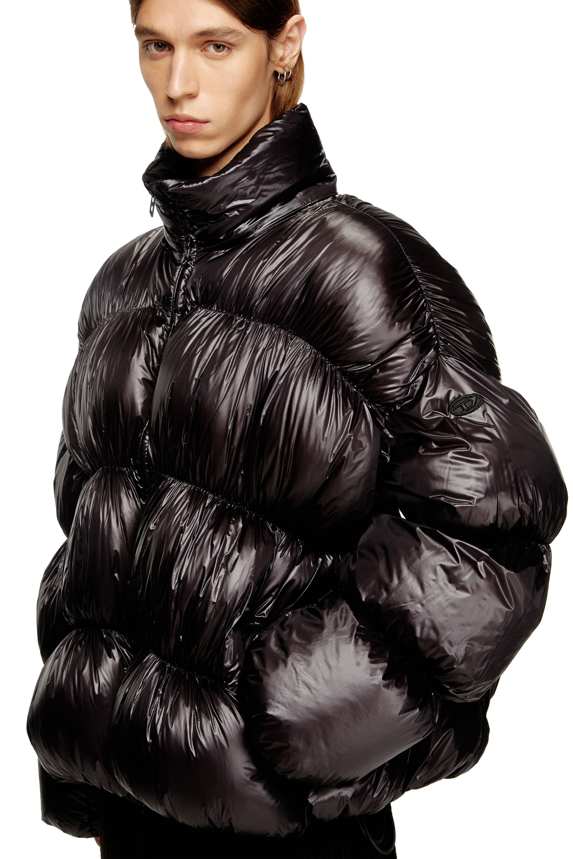 Diesel - W-CHOCO, Male's Hooded down jacket with bubble effect in null - 4