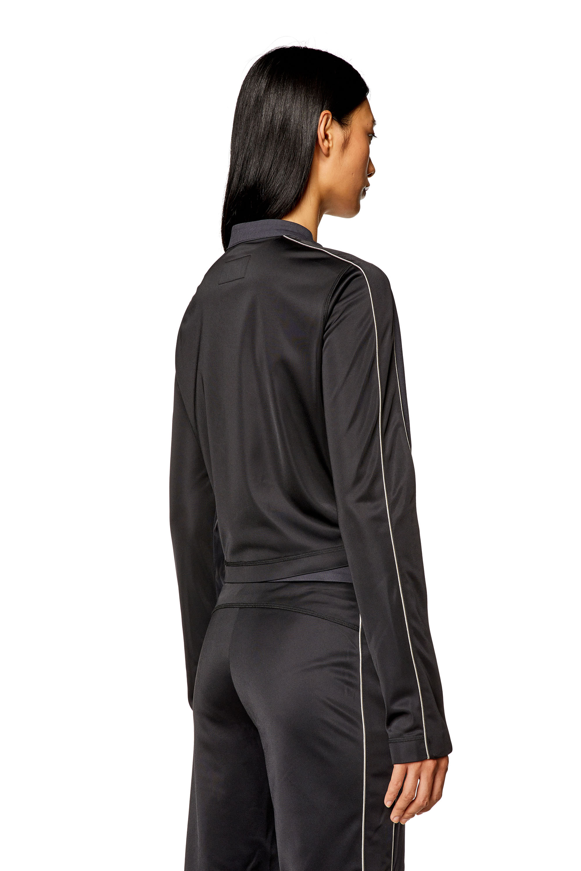 Diesel - G-FORT, Woman's Racer jacket in double-knit and wool blend in Black/Grey - 5