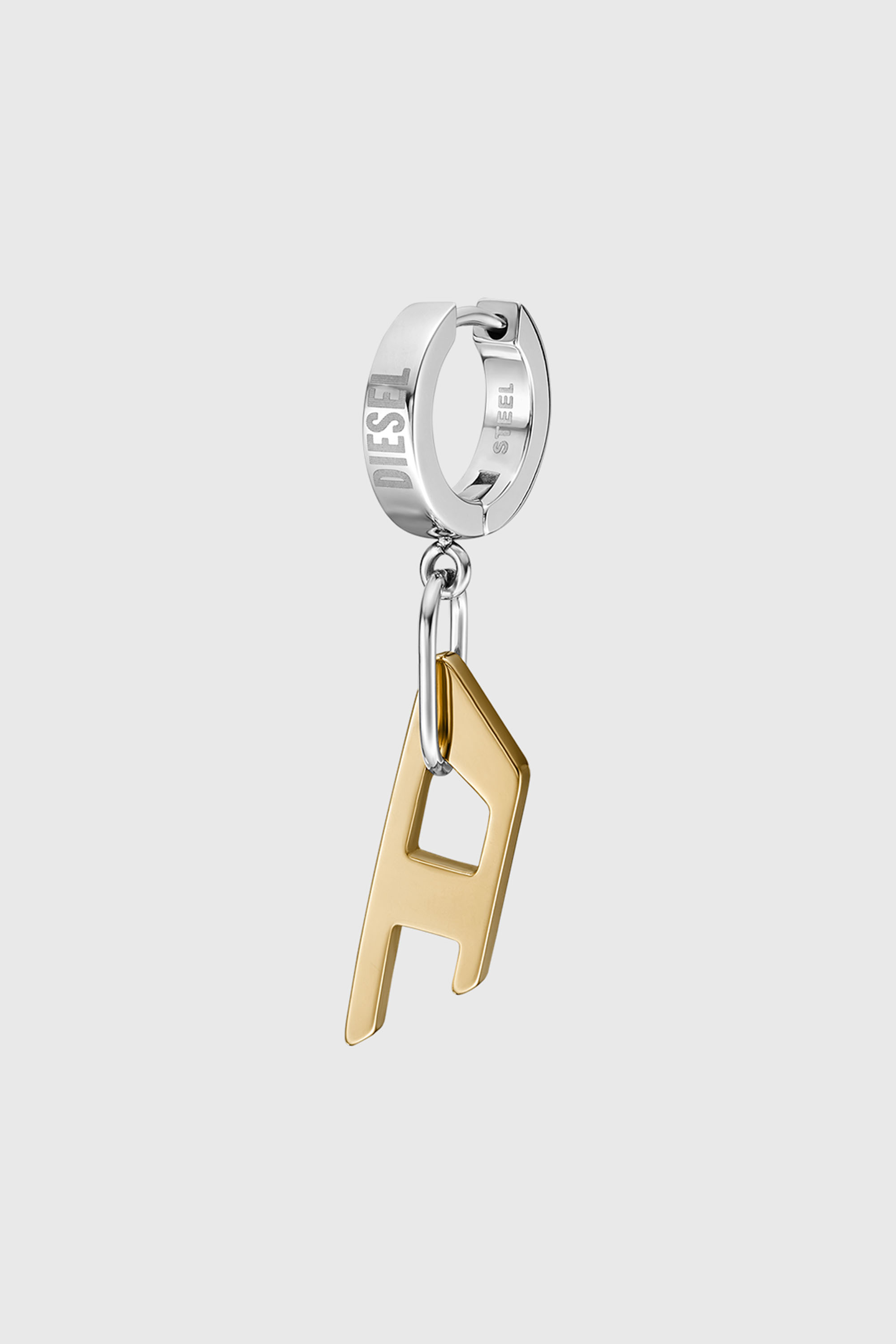 Two-Tone Stainless Steel single hoop earring