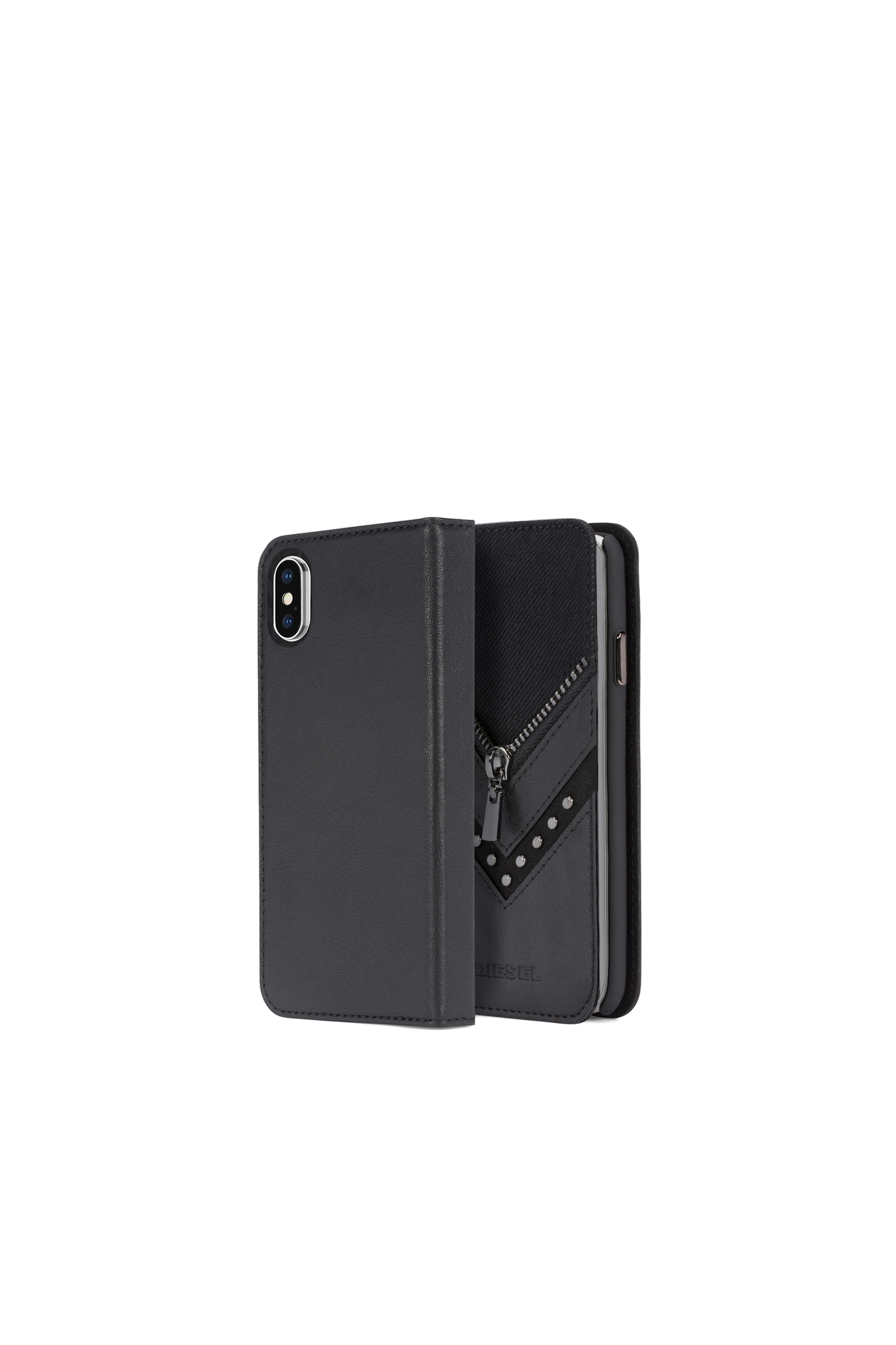 Black denim folio with details, iPhone X
