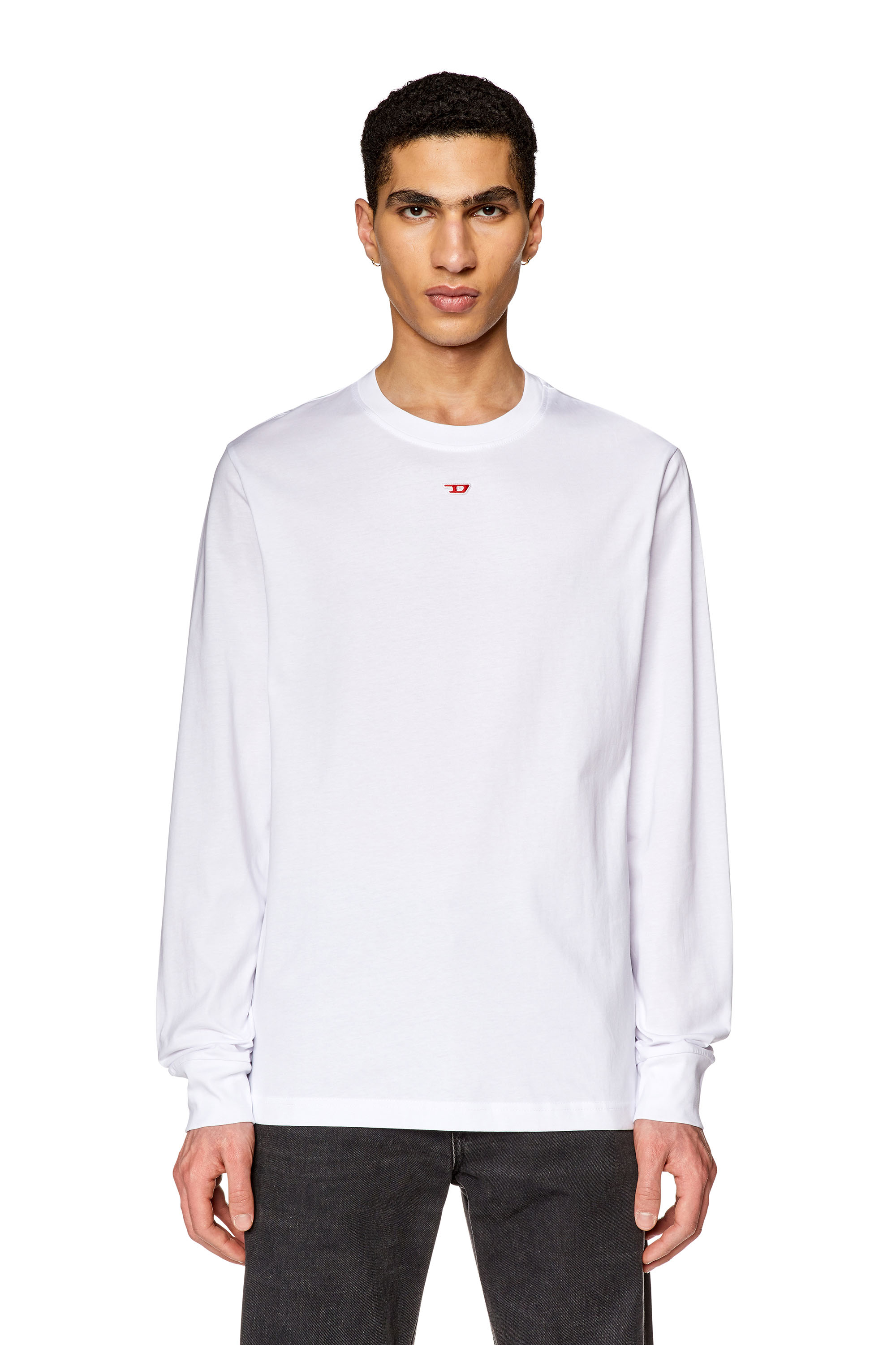 Men's Long-sleeve T-shirt with D patch | White | Diesel