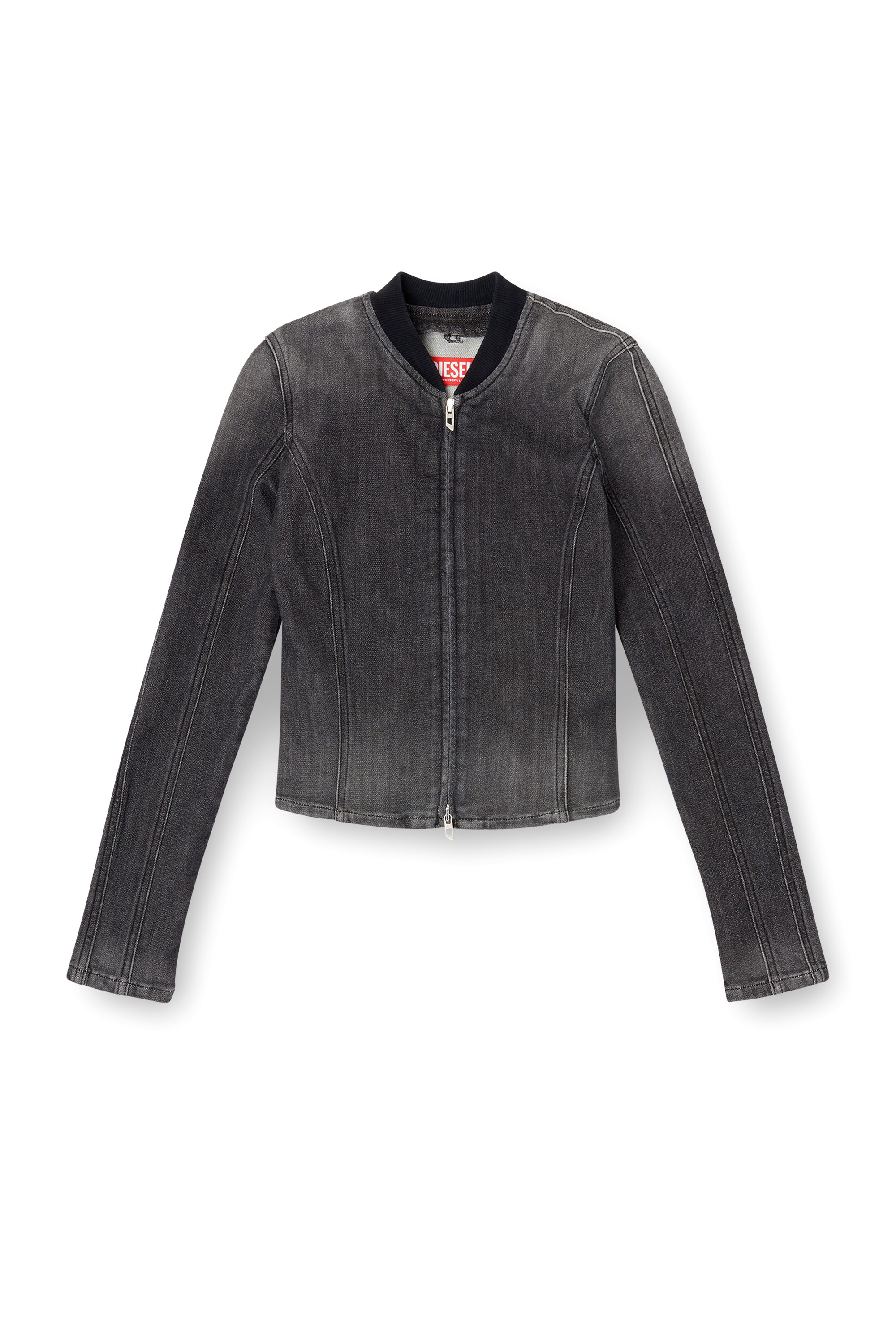 Diesel - DE-GARY-D JOGG, Female's Cropped jacket in monochrome denim in Black - 4