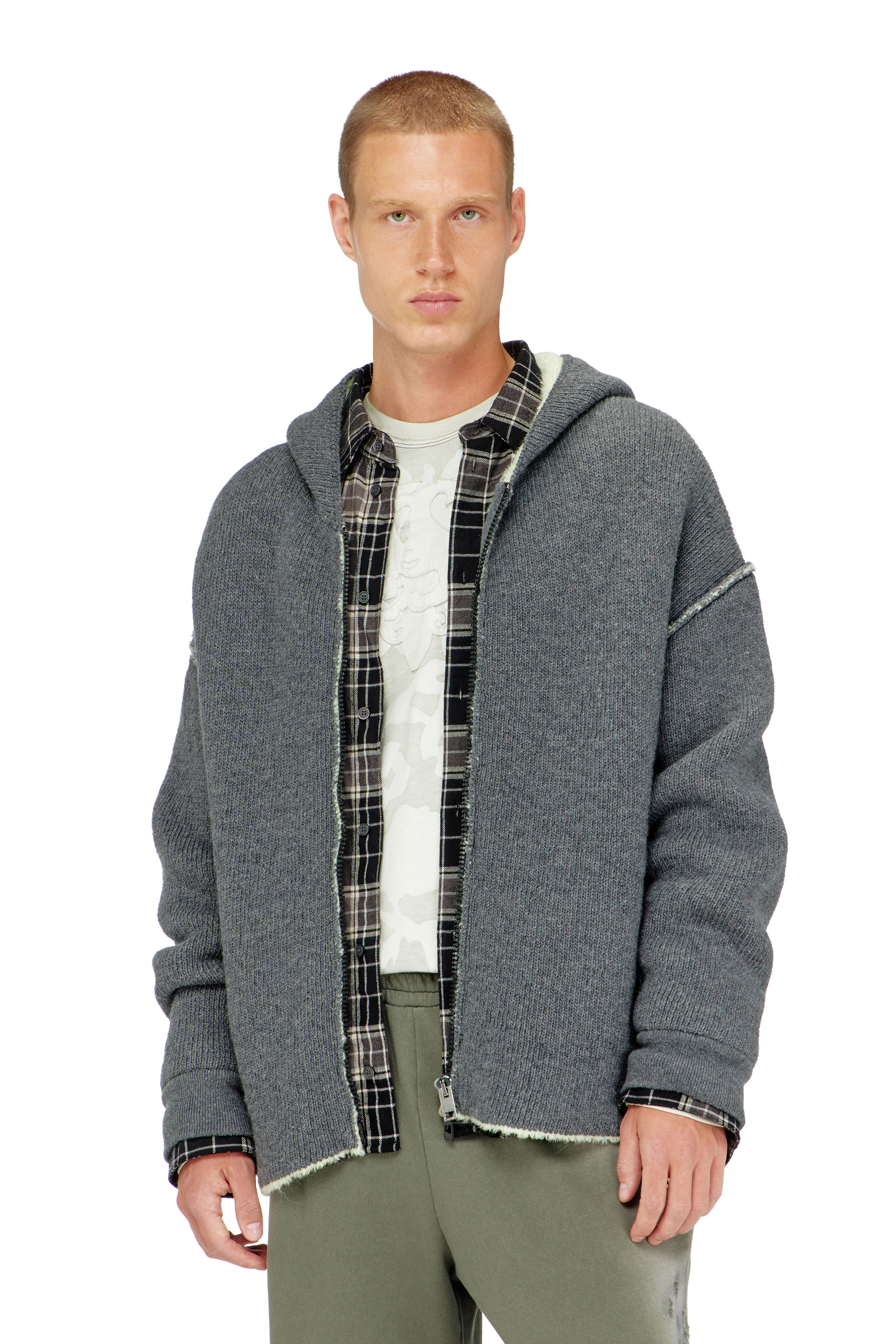 Diesel - K-BOUBBY, Sudadera con cremallera de punto de doble textura Hombre in ToBeDefined - 2
