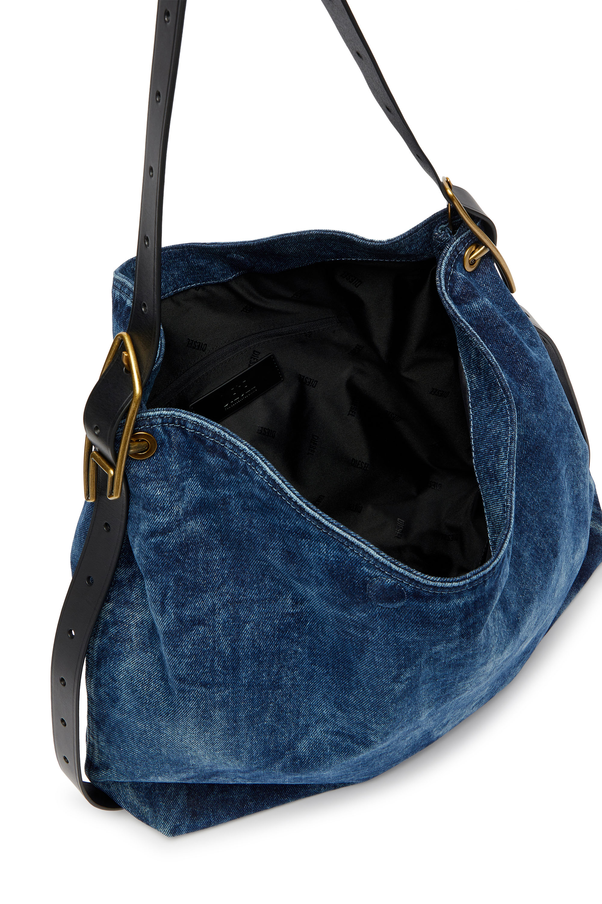Diesel - D-LINE HOBO, Female's D-Line-Denim hobo bag in Medium Blue - 4