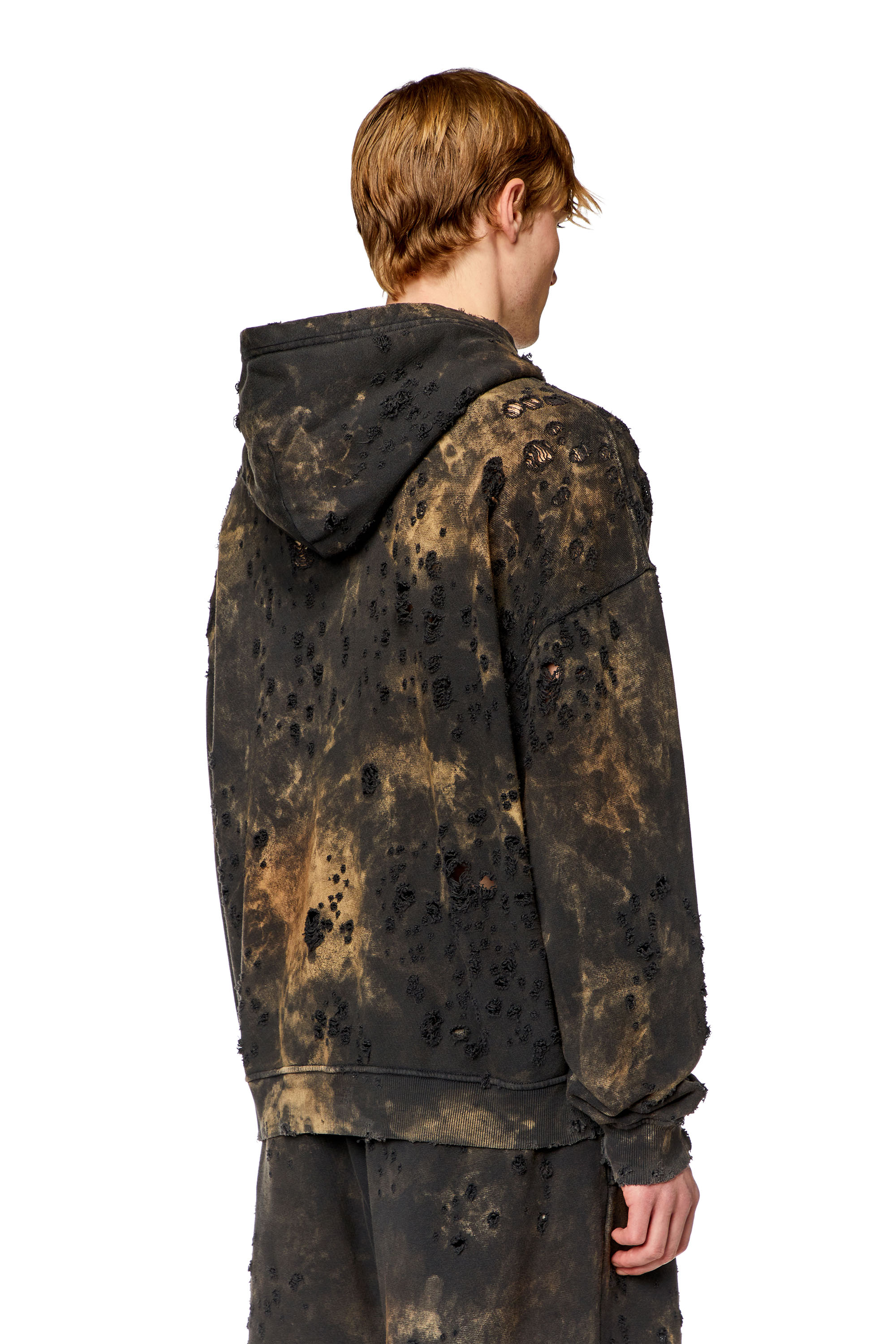 Diesel - S-BOXT-HOOD-N9, Sweat-shirt &agrave; capuche destroy effet marbr&eacute; Homme in Polychrome - 4