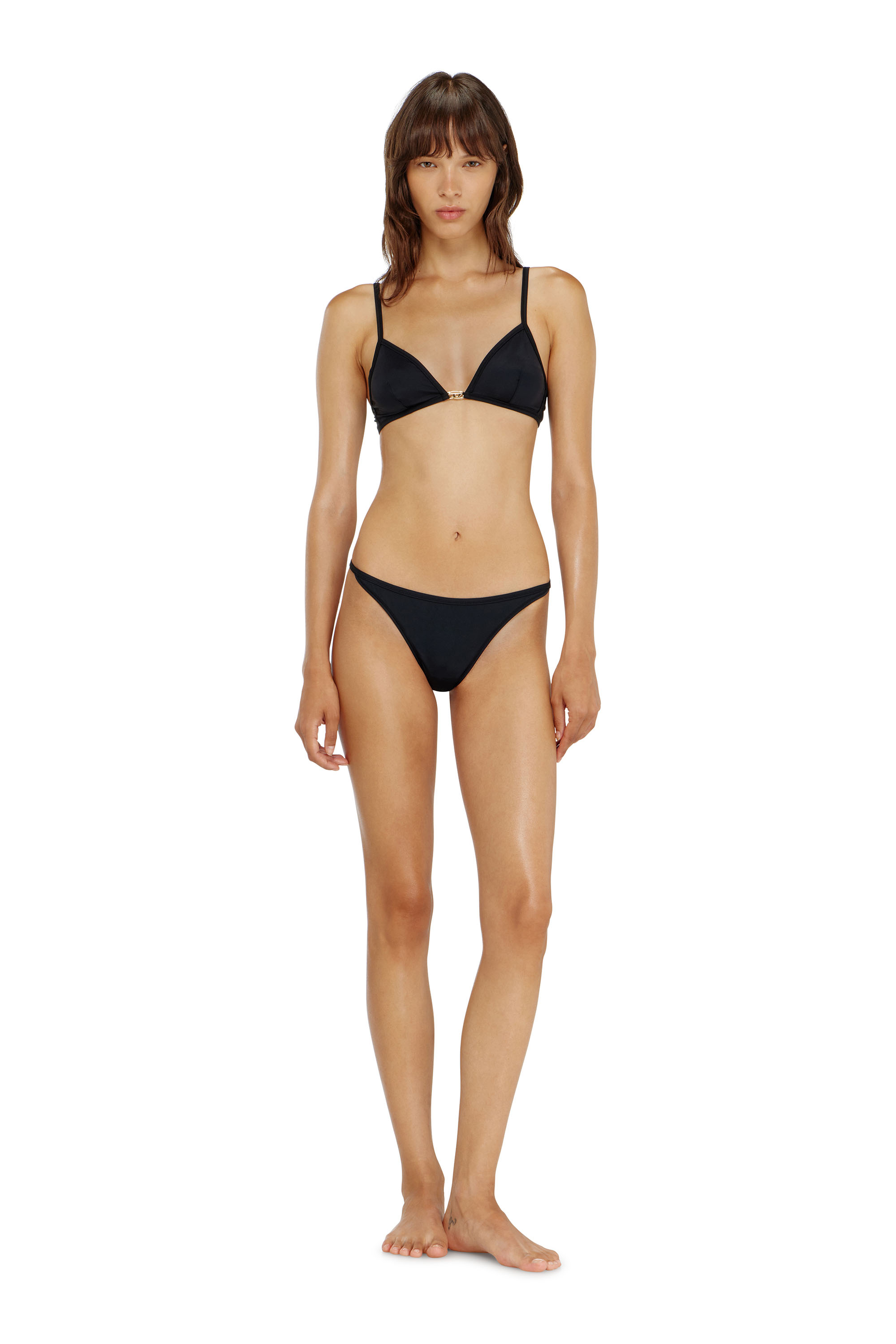 Diesel - LUNA-UTLT, Soutien-gorge triangle en nylon avec d&eacute;tail Oval D Femme in Noir - 2