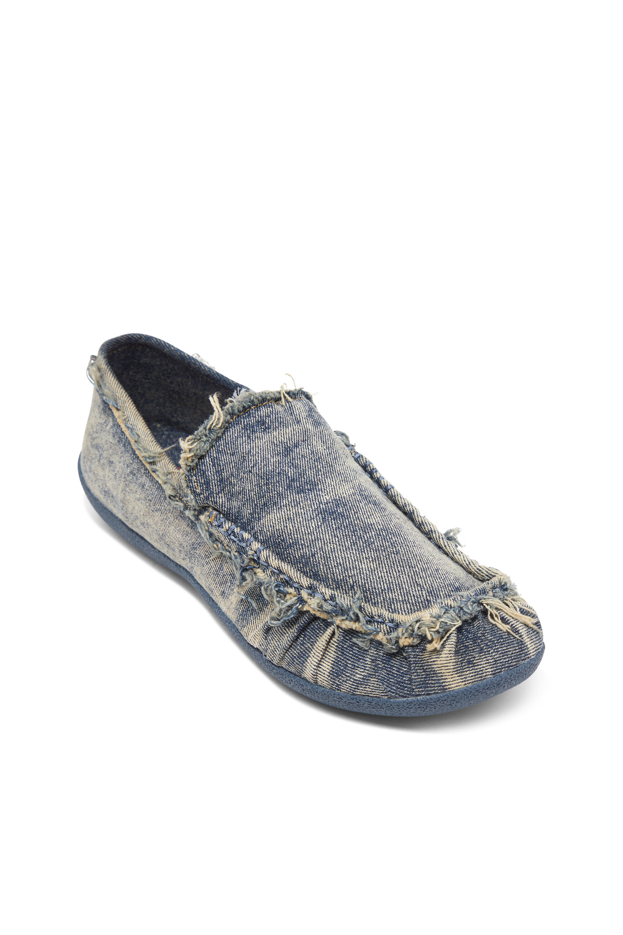 Diesel - D-SHOCK MOC, Male's D-Shock-Distressed denim loafers in Blue - 6