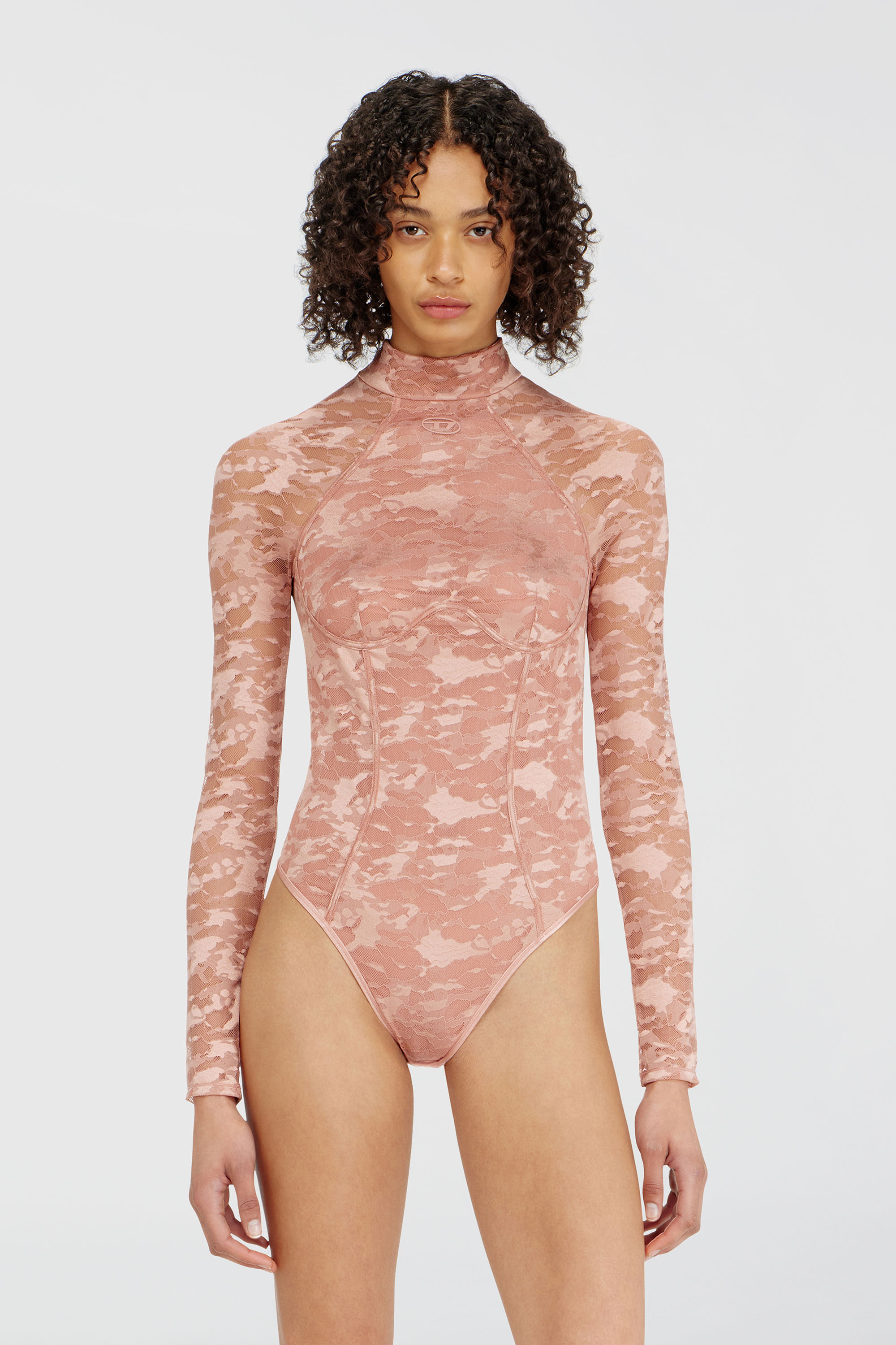 Diesel - VIVIAN-UTLT, Woman's Bodysuit in nylon lace with open back in Nude - 3