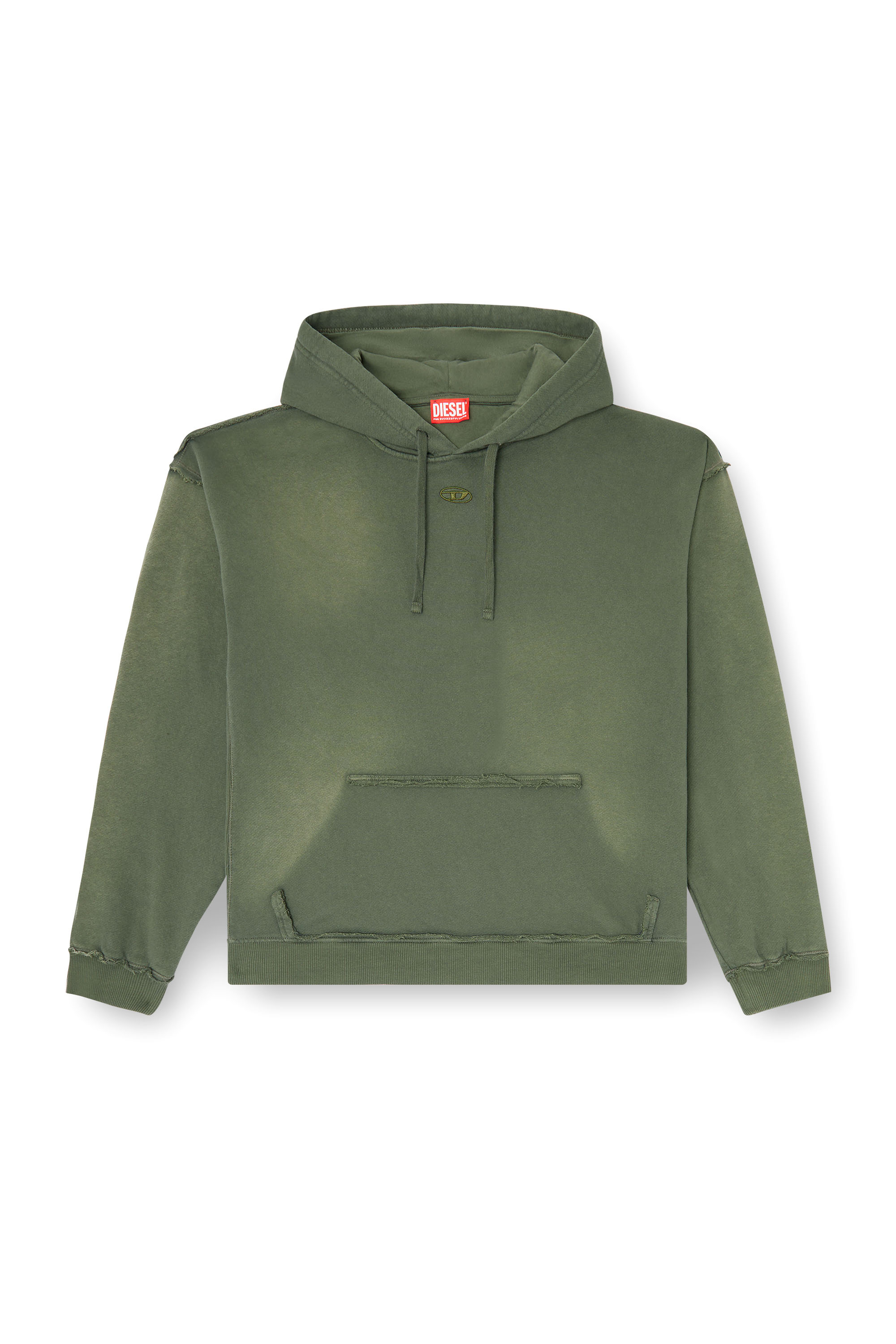 Diesel - S-POCK-HOOD, Male's Faded cotton hoodie with frayed details in null - 2