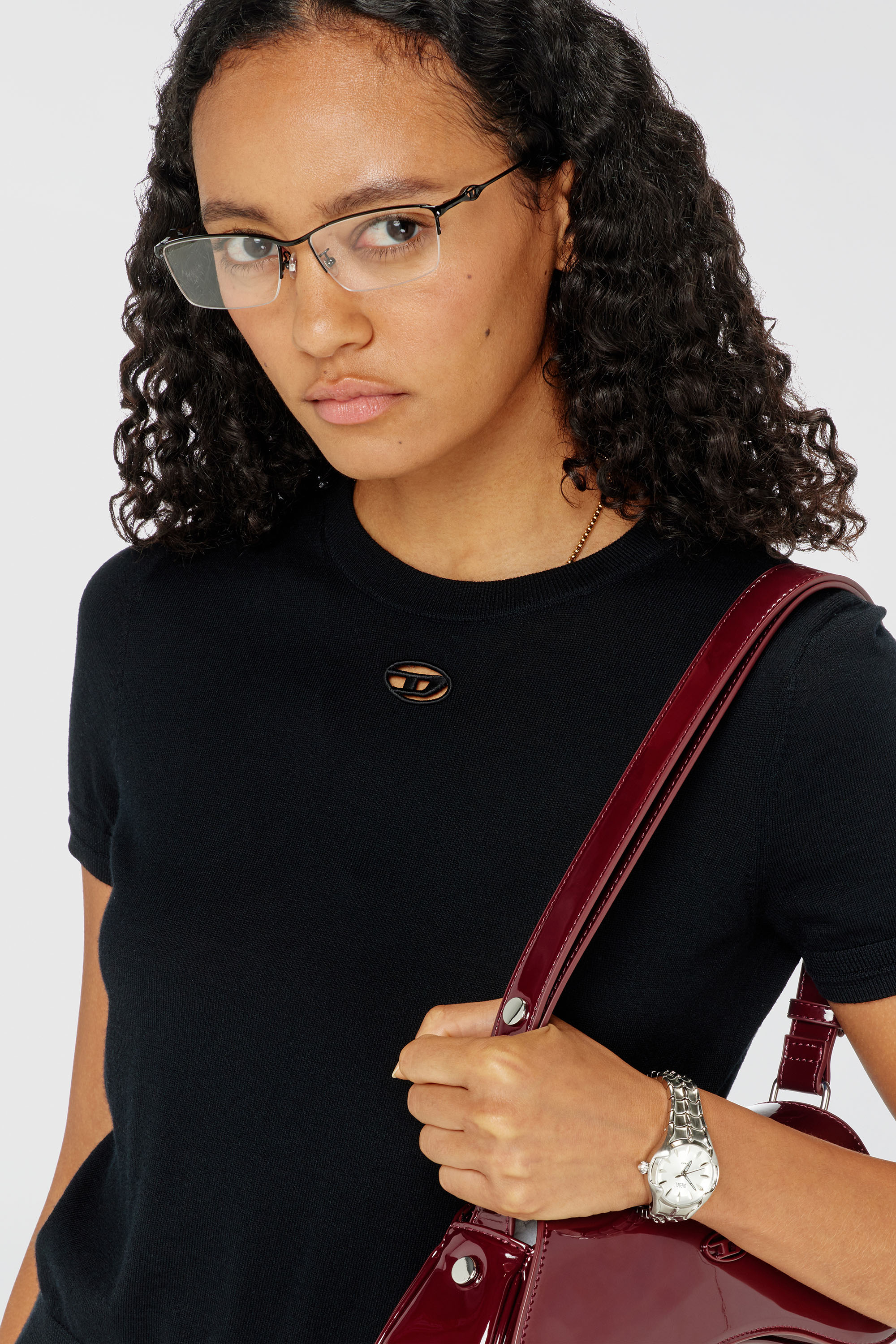 Diesel - M-ALINE, Woman's Short-sleeve jumper in wool in Black - 4