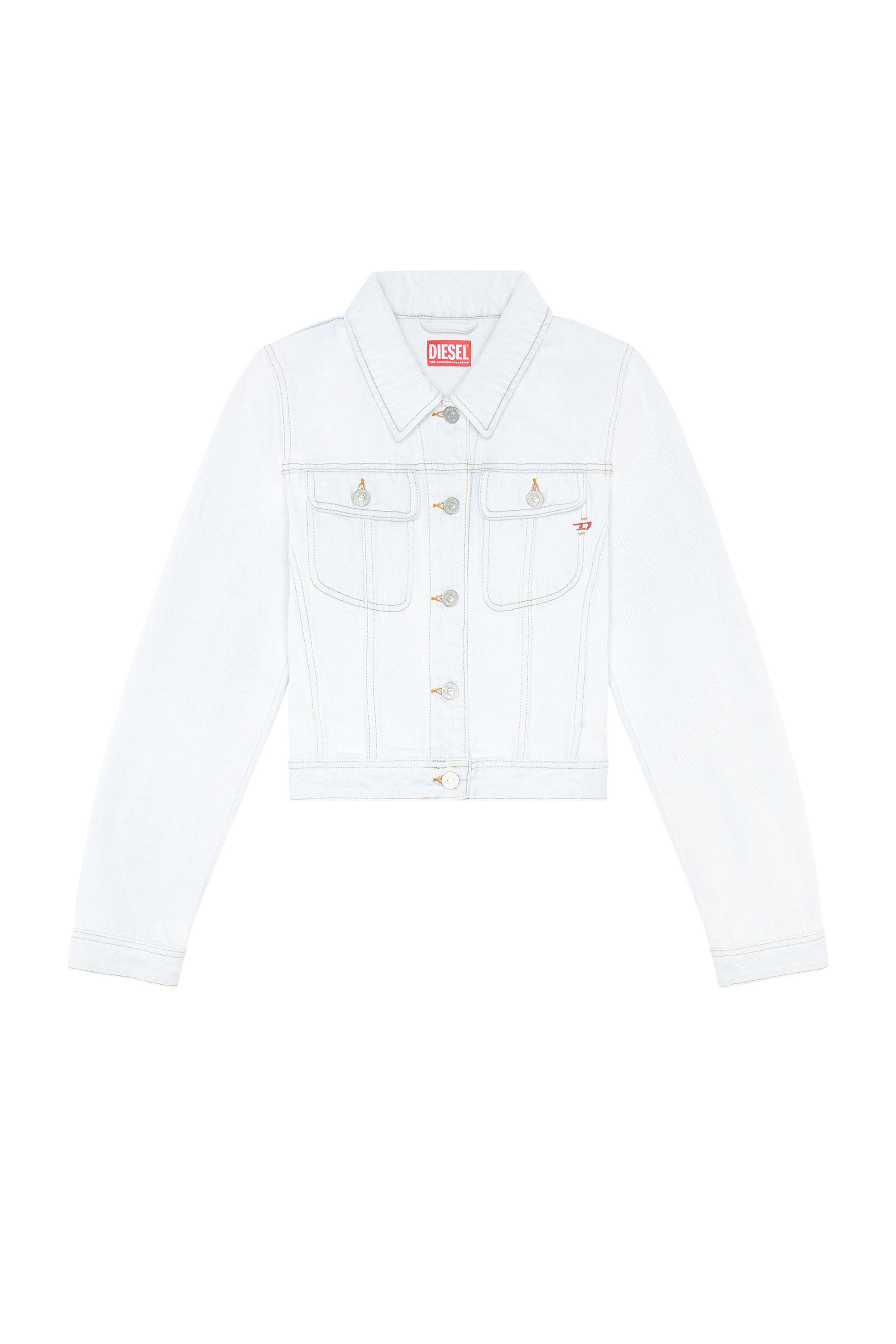 Diesel - DE-SLIMMY TRUCKER JACKET, Woman's Slim-fit trucker jacket in Light Blue - 2