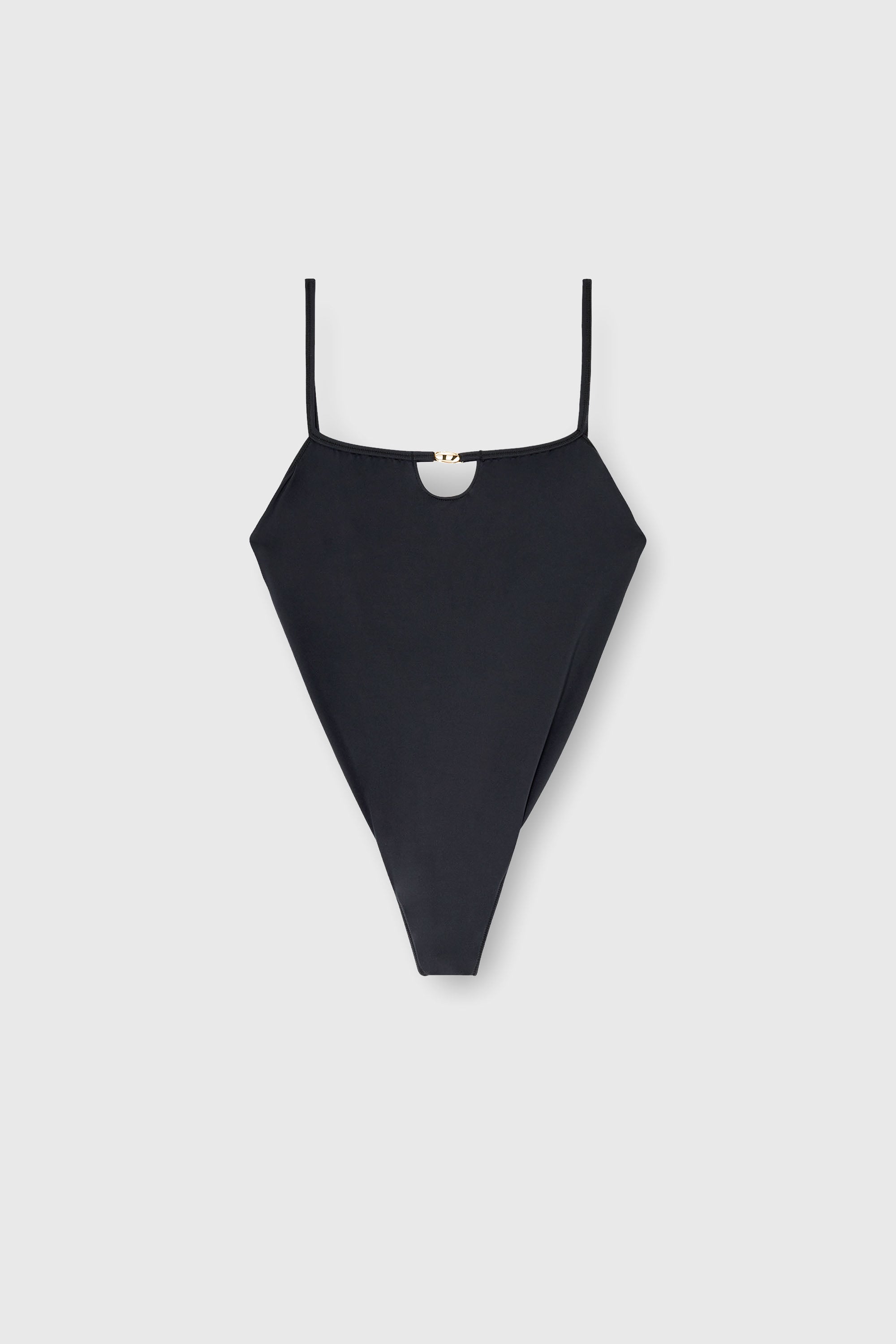 Diesel - KIARA-UTLT, Body de nylon con aberturas y metal Oval D Mujer in Negro - 6