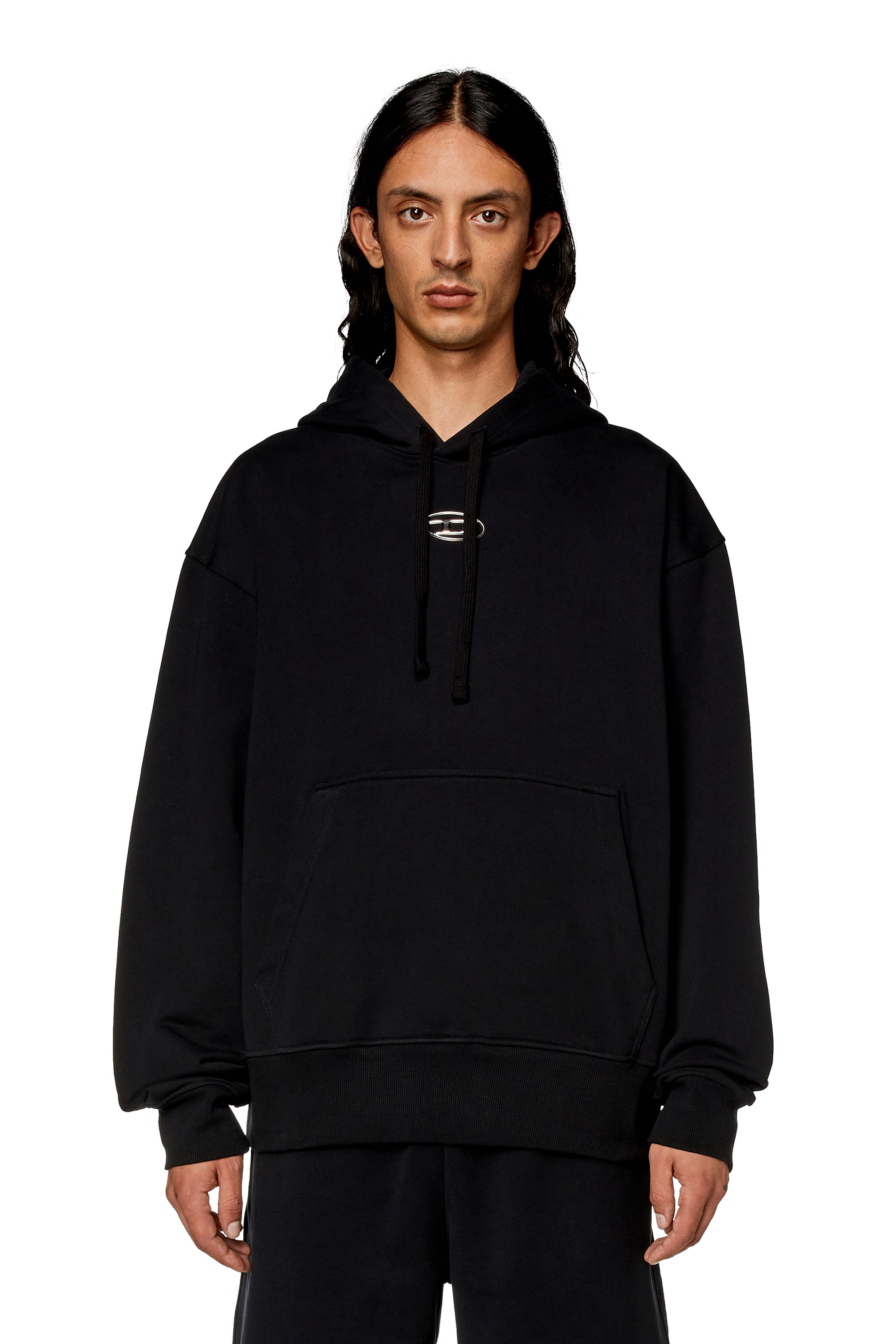 Diesel - S-MACS-HOOD-OD, Male's Oversized hoodie with metallic logo in Black - 5