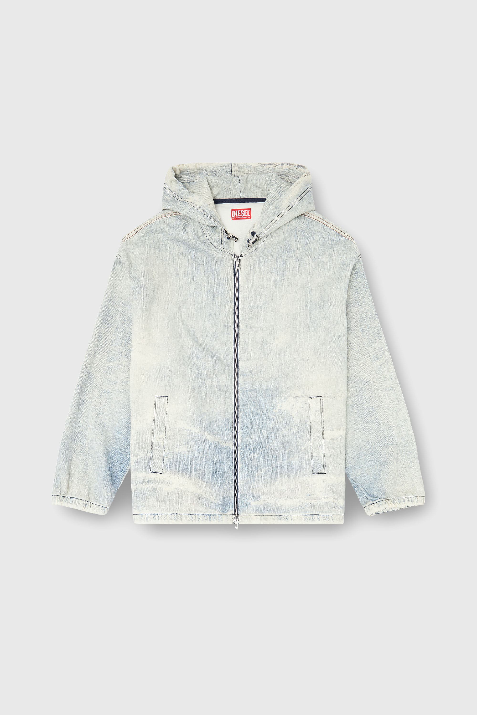 Diesel - D-WYNNY JOGG, Male's Hooded JoggJeans jacket with trompe l&rsquo;oeil in Light Blue - 2