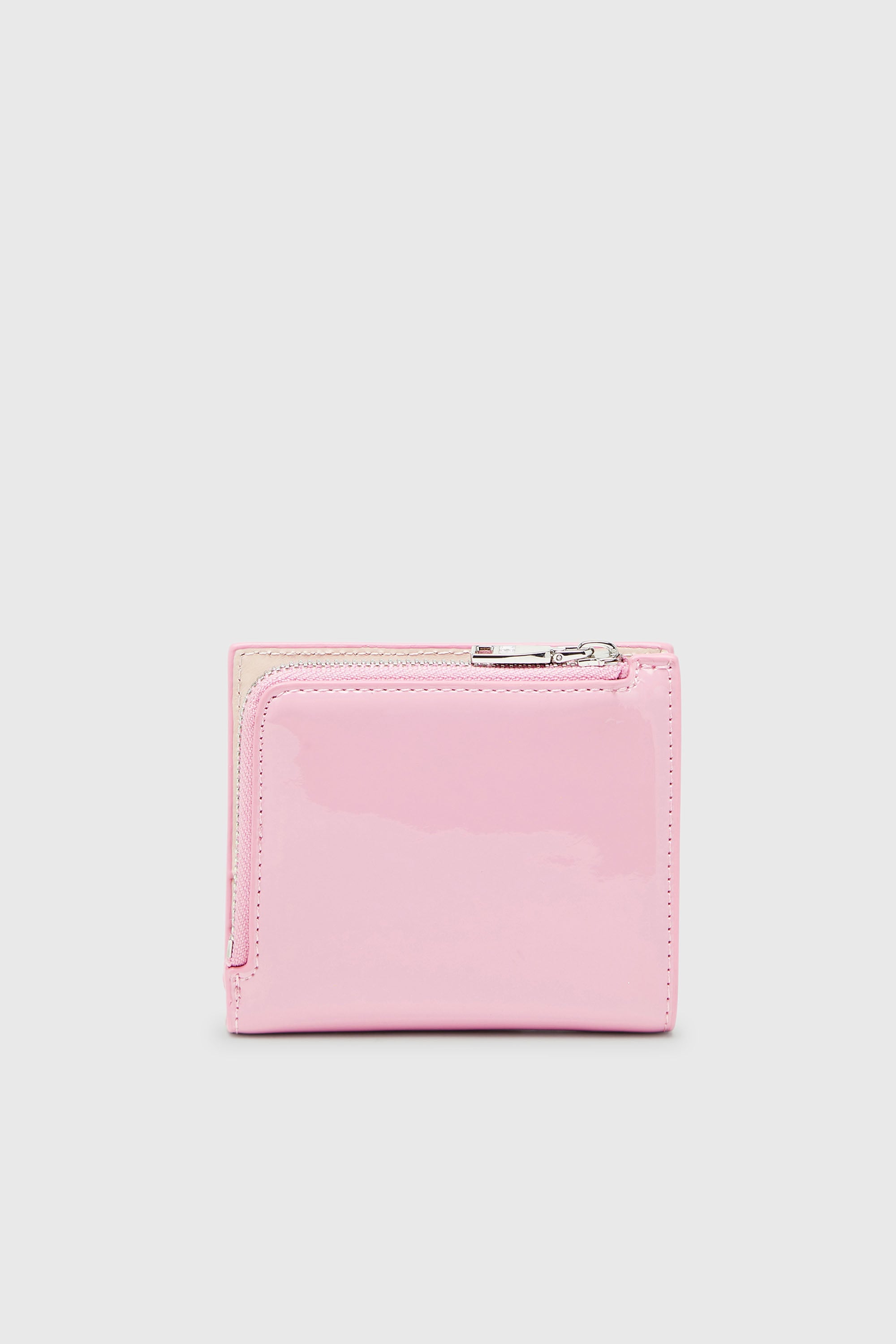 Diesel - PLAY BI FOLD ZIP L, Cartera que se pliega por la mitad de poliuretano brillante Mujer in Rosa - 2