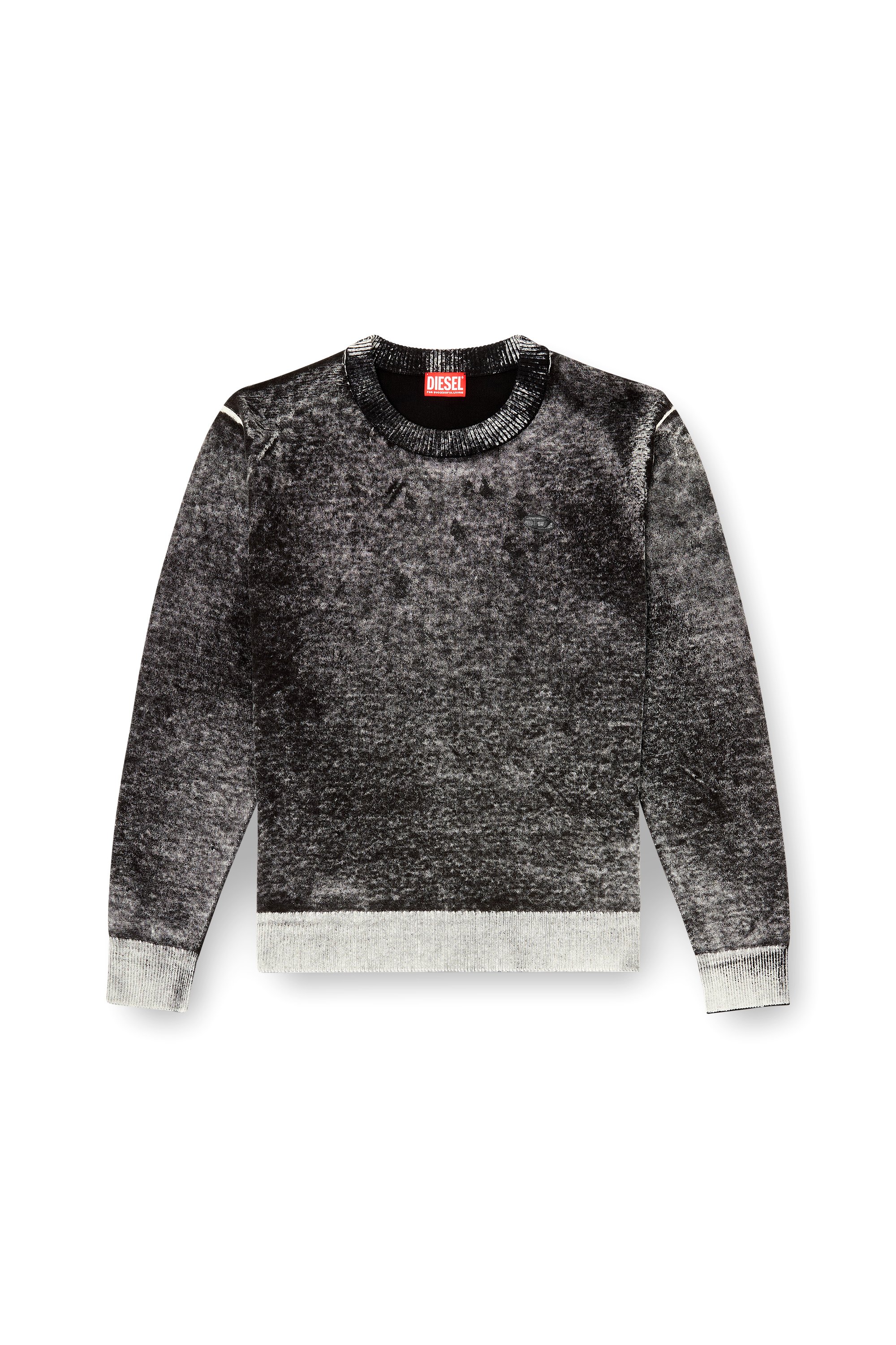 Diesel - K-LAURENT, Pull avec impression invers&eacute;e d&eacute;color&eacute;e Homme in Gris - 3