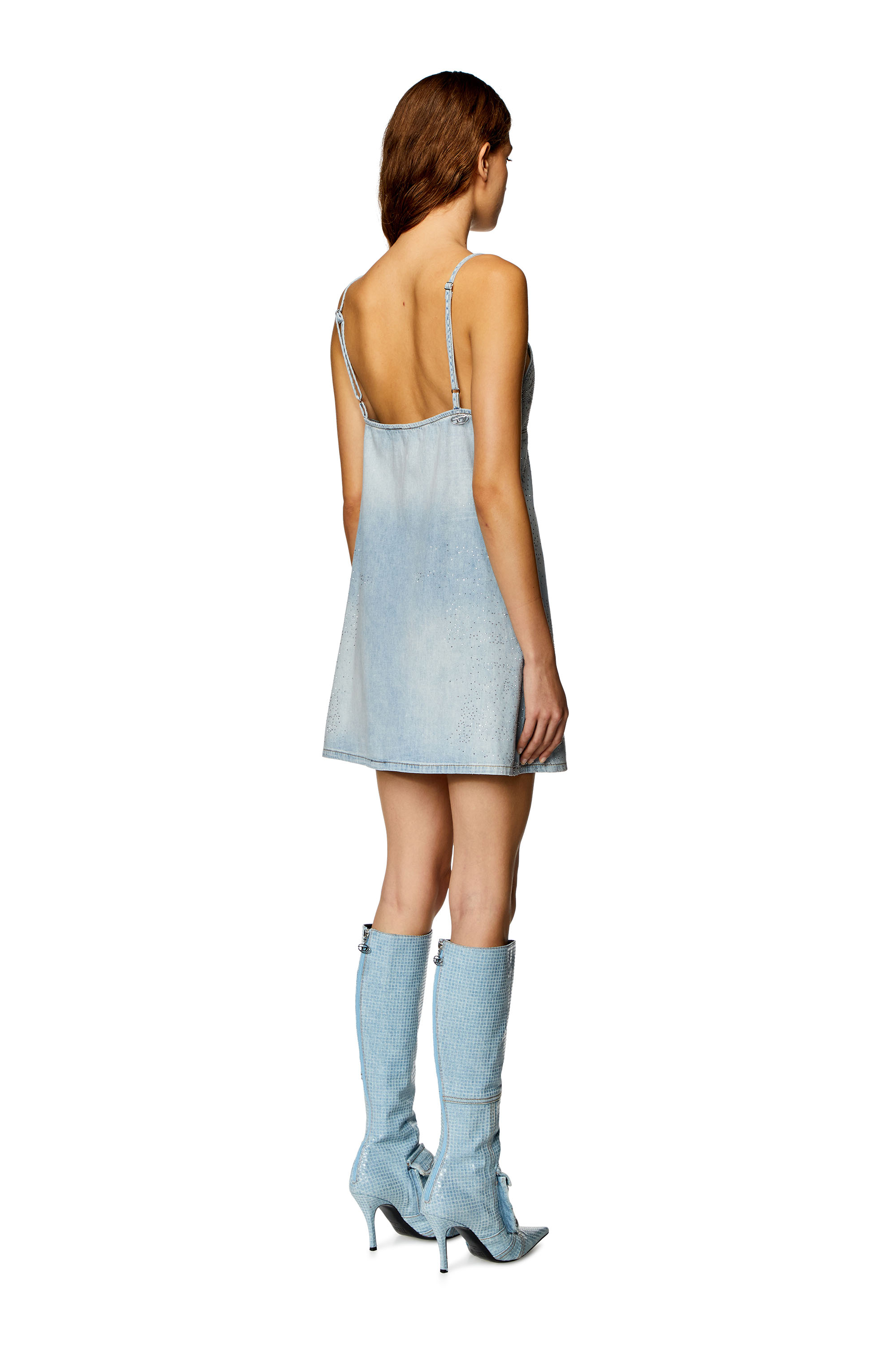 white christmas dresses Dakota Rhinestone Denim Dress – G. Marie's