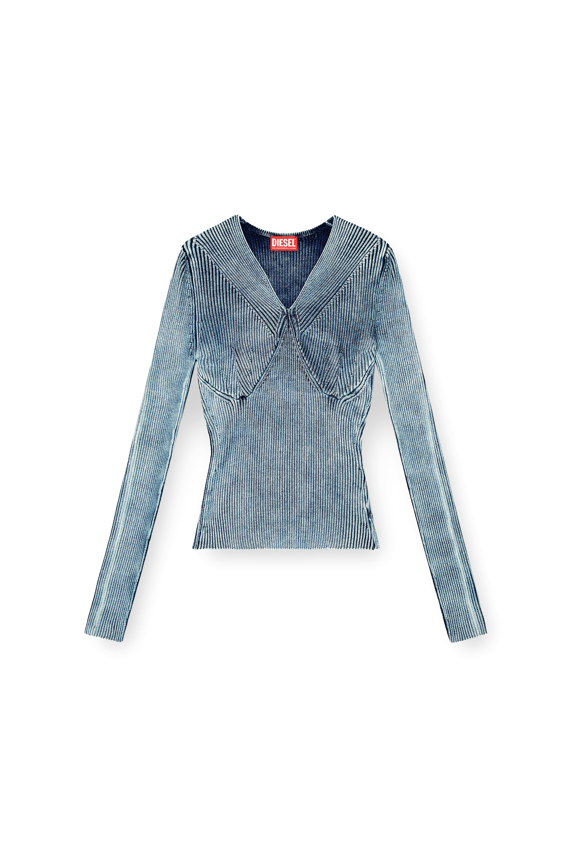 Diesel - M-MILMO, Female's Denim-yarn jumper with shiny effect in Blue - 2