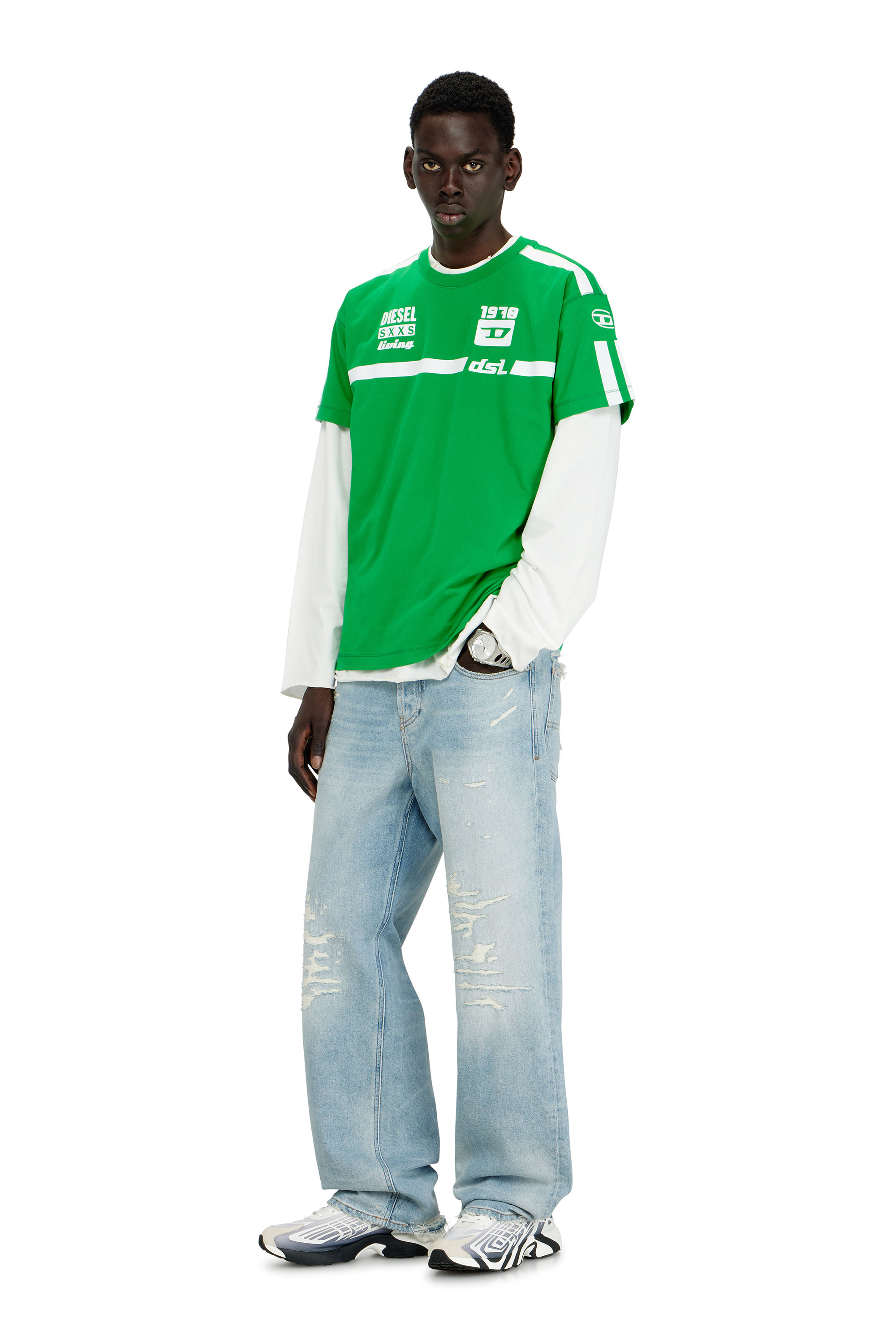 Diesel - T-NORM-V12, Camiseta de algod&oacute;n con estampados gr&aacute;ficos en contraste Hombre in ToBeDefined - 2