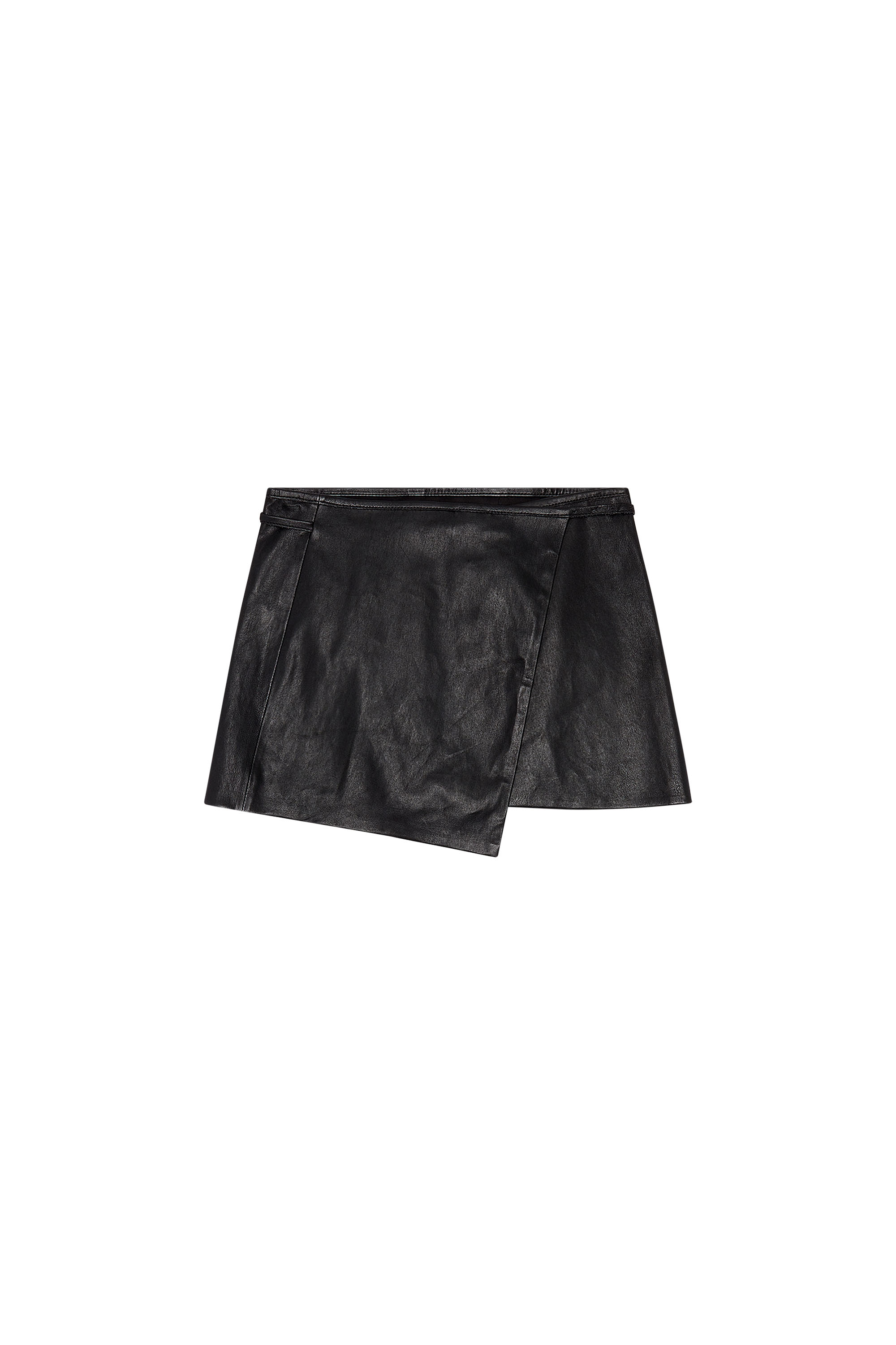 Diesel - L-KESSELLE, Woman's Wrap mini skirt in stretch leather in Black - 2