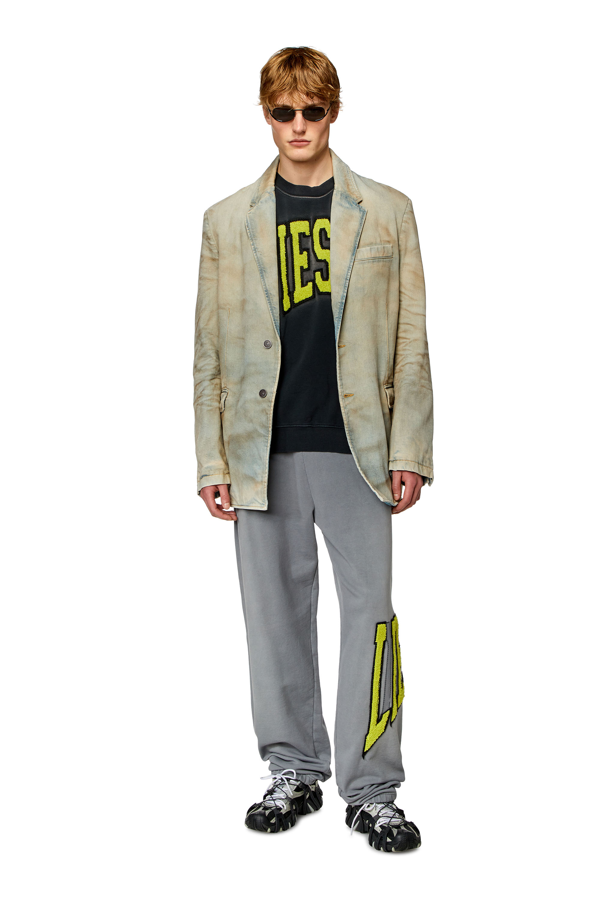 satocobain着用 diesel スウェット S yokosquad Men's College sweatshirt with LIES patches | Black | Diesel US