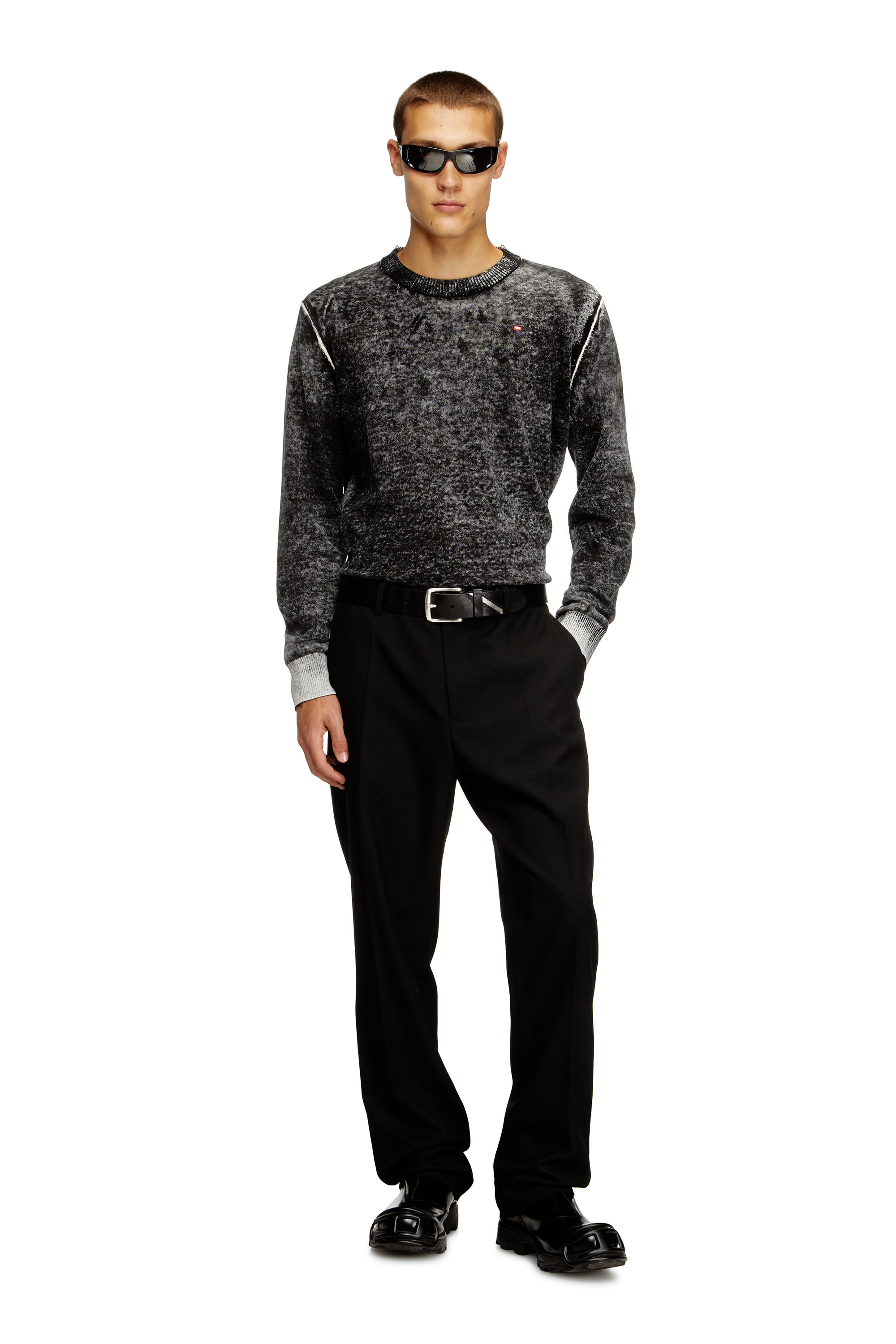 Diesel - P-AM-EPCI, Man's Wool-blend trousers with metal tag in Black - 2