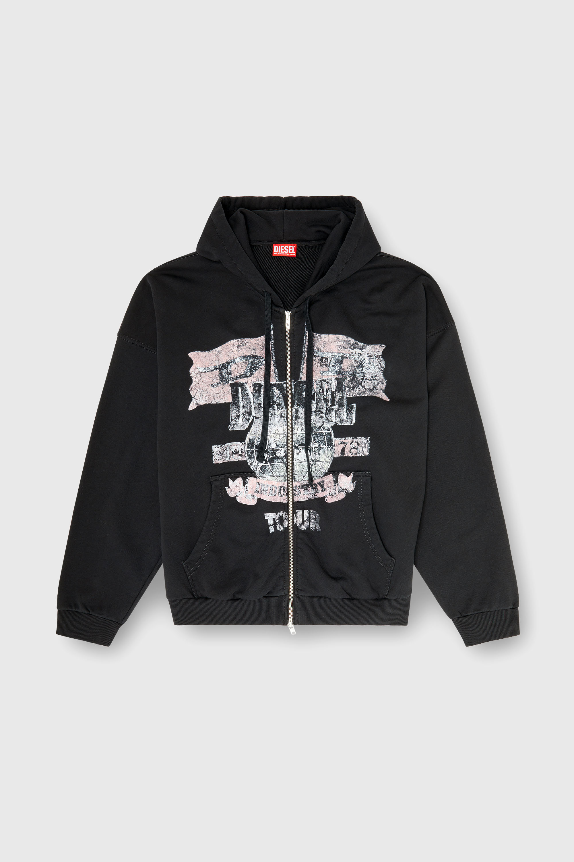 Diesel - S-WILL-ZIP, Sweat &agrave; capuche zipp&eacute; avec motifs concert Homme in ToBeDefined - 2
