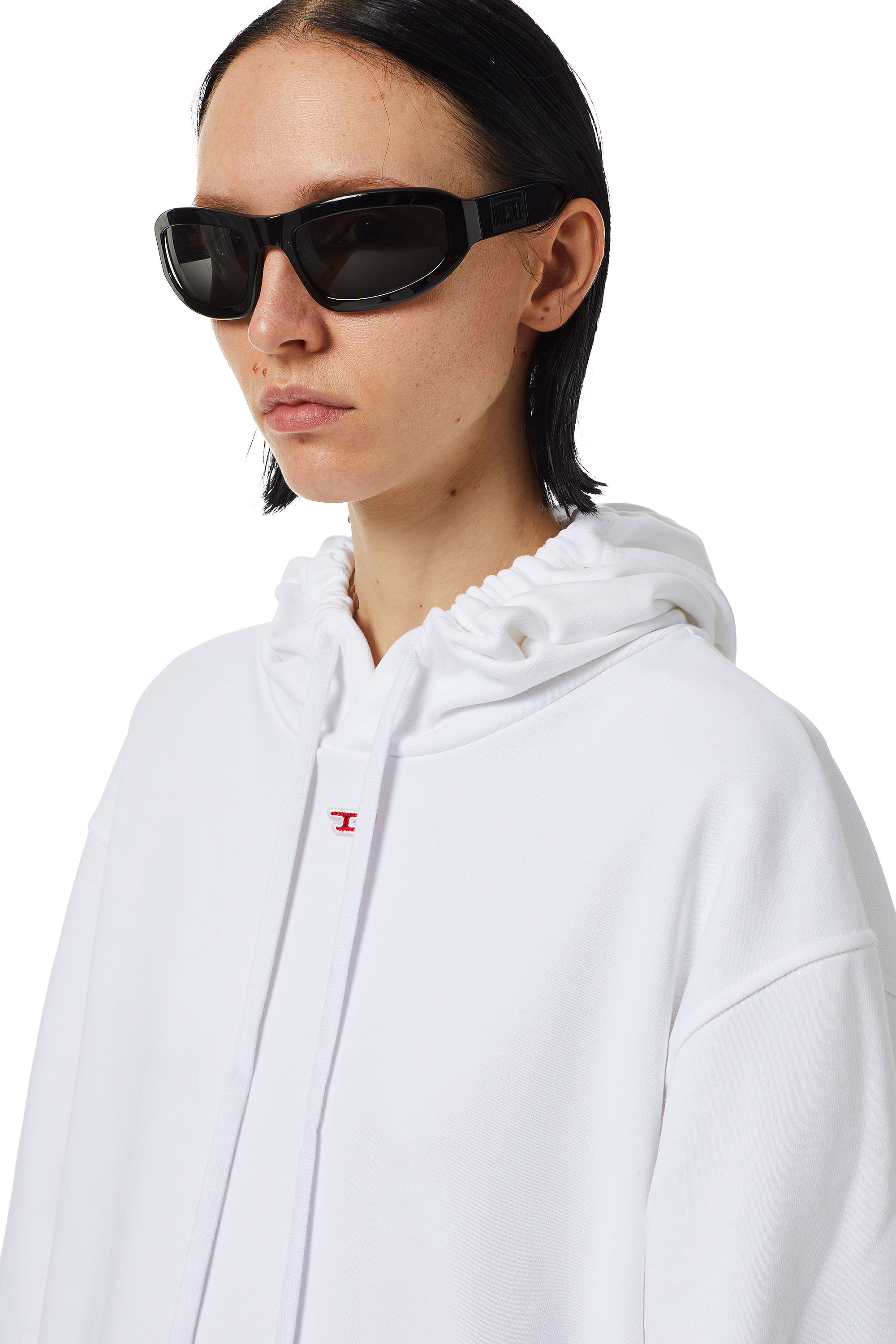 Diesel - D-ILSE-D, Vestido con capucha con logotipo de la letra D Mujer in Blanco - 5