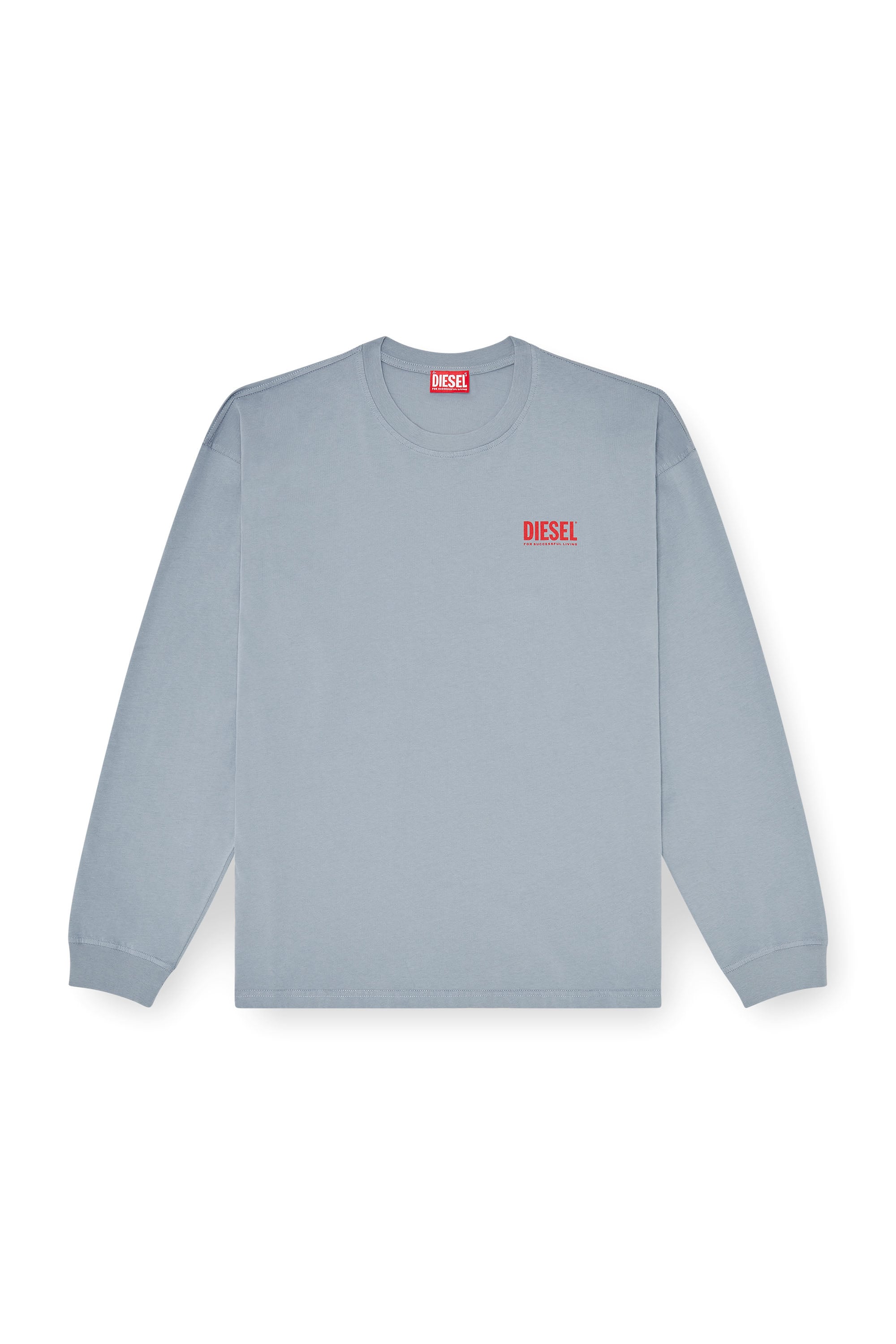 Diesel - T-BOXT-LS-BISK, Man's Relaxed long-sleeve T-shirt with Biscotto logo in Light Blue - 3